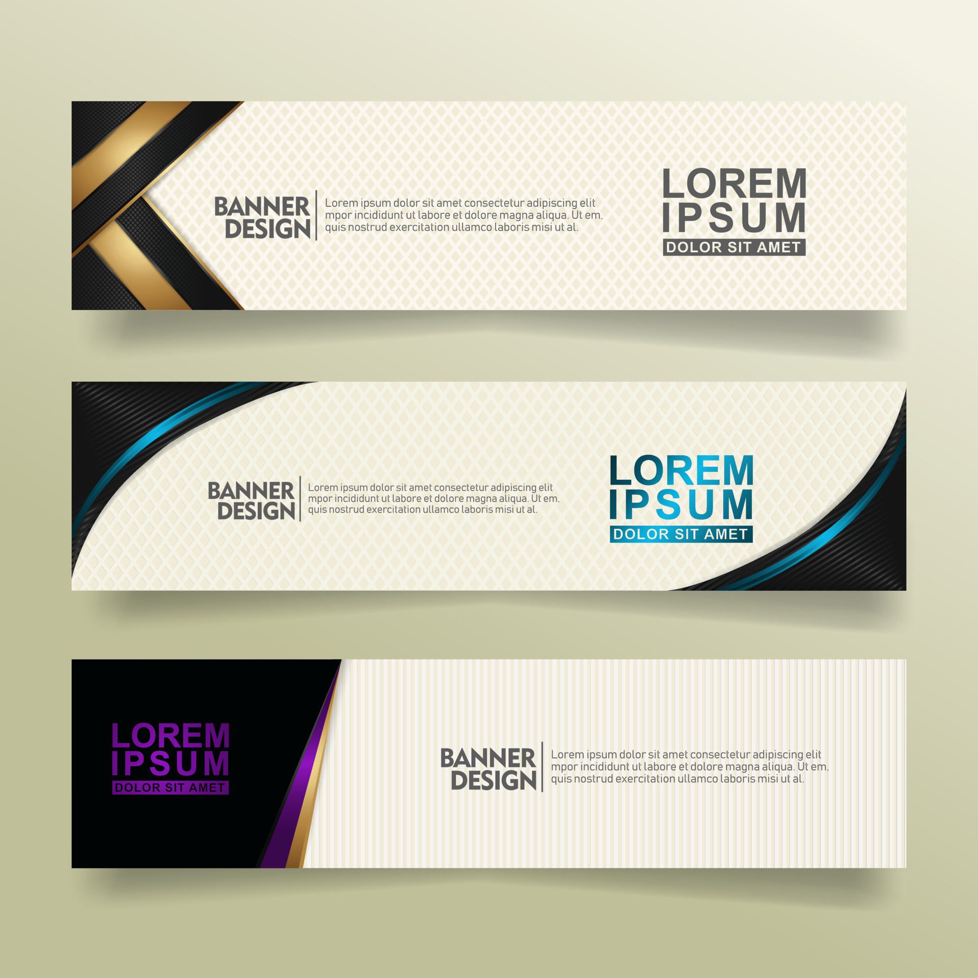 set abstract banner template design with flow line shape ornate on modern pattern background Free Vector