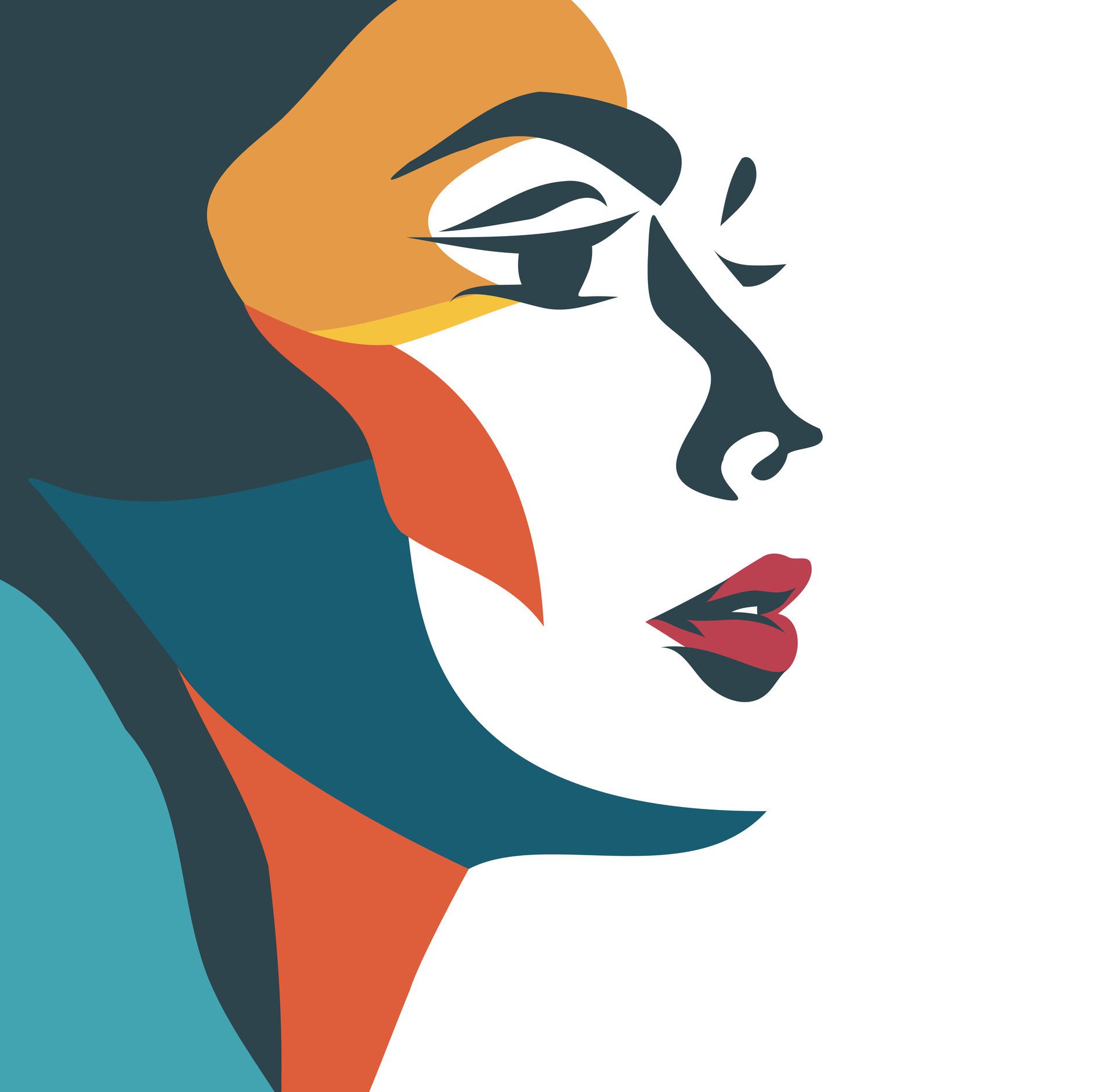 portrait banner, close-up face portrait of a woman in profile. illustration of a simple flat style. Free Vector