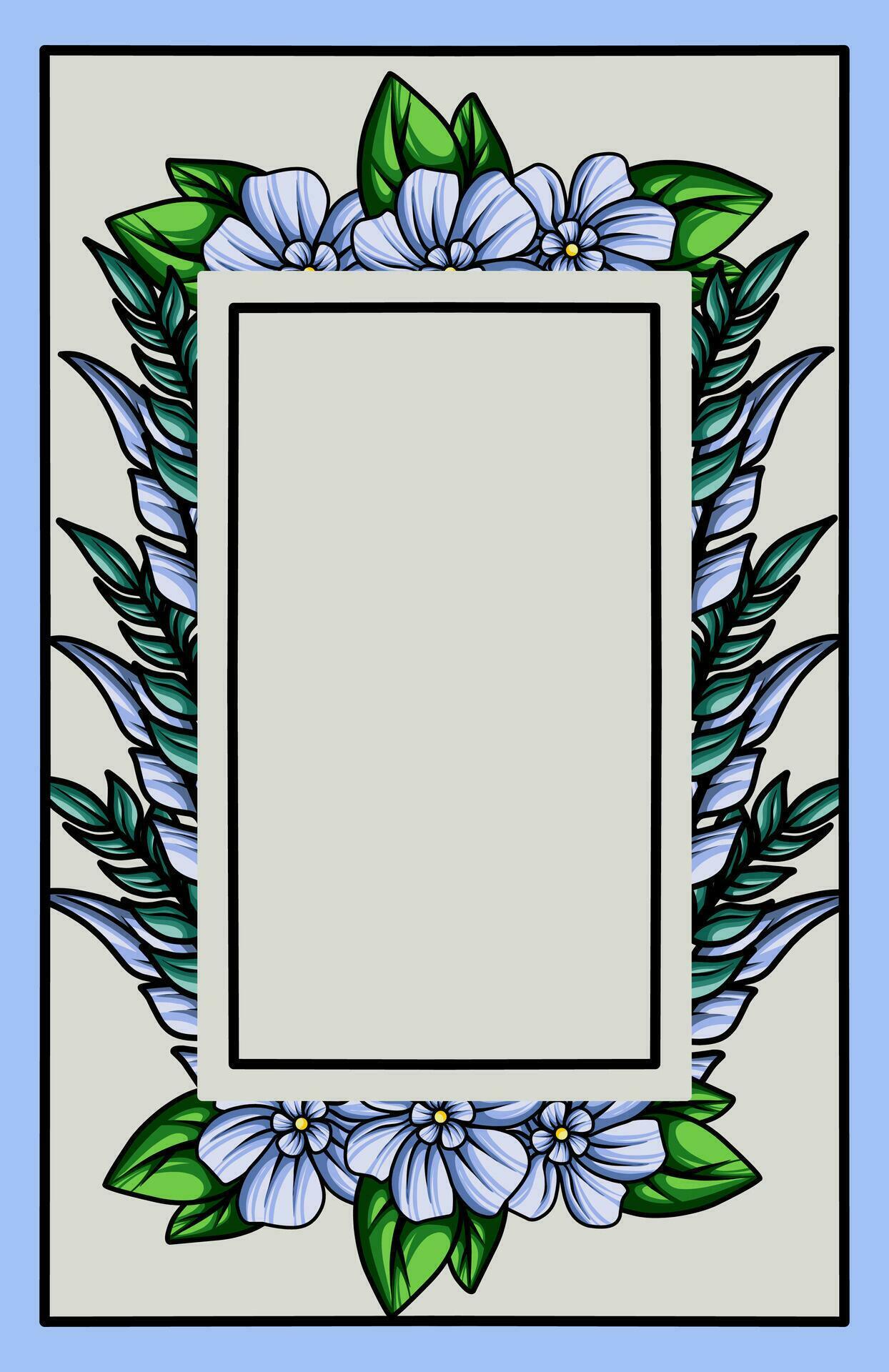 frame the border with an arrangement of leaves and flowers. Vector design Stock Free