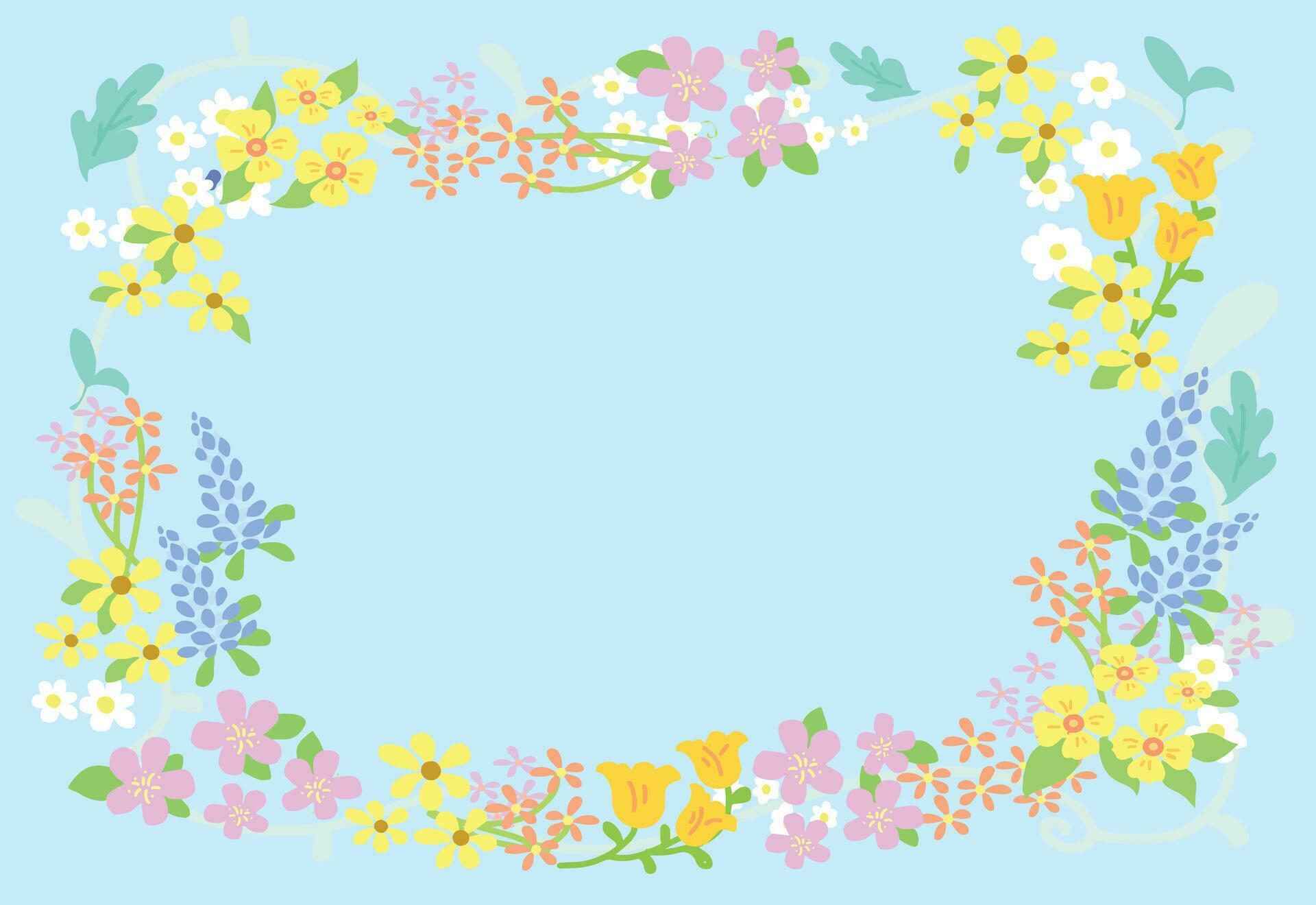 Group of flowers for cover cartoon style. Stock Free