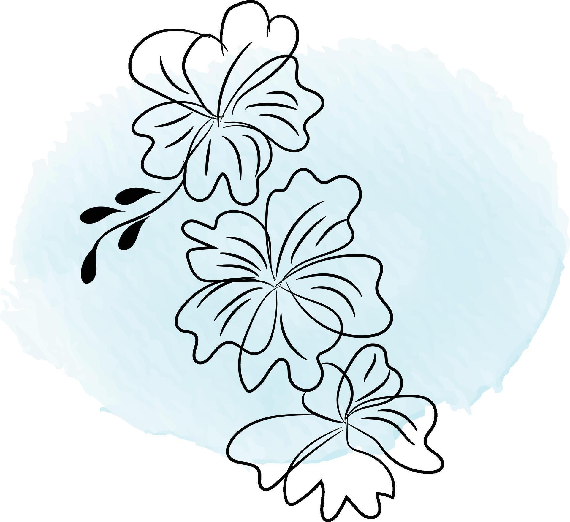 Hand drawn flat design simple flower outline Stock Free