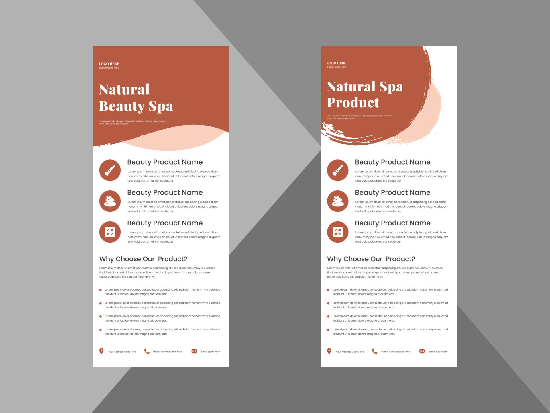 natural beauty product roll up banner design template. beauty spa product poster leaflet design. cover, roll up banner, poster, print-ready Free Vector