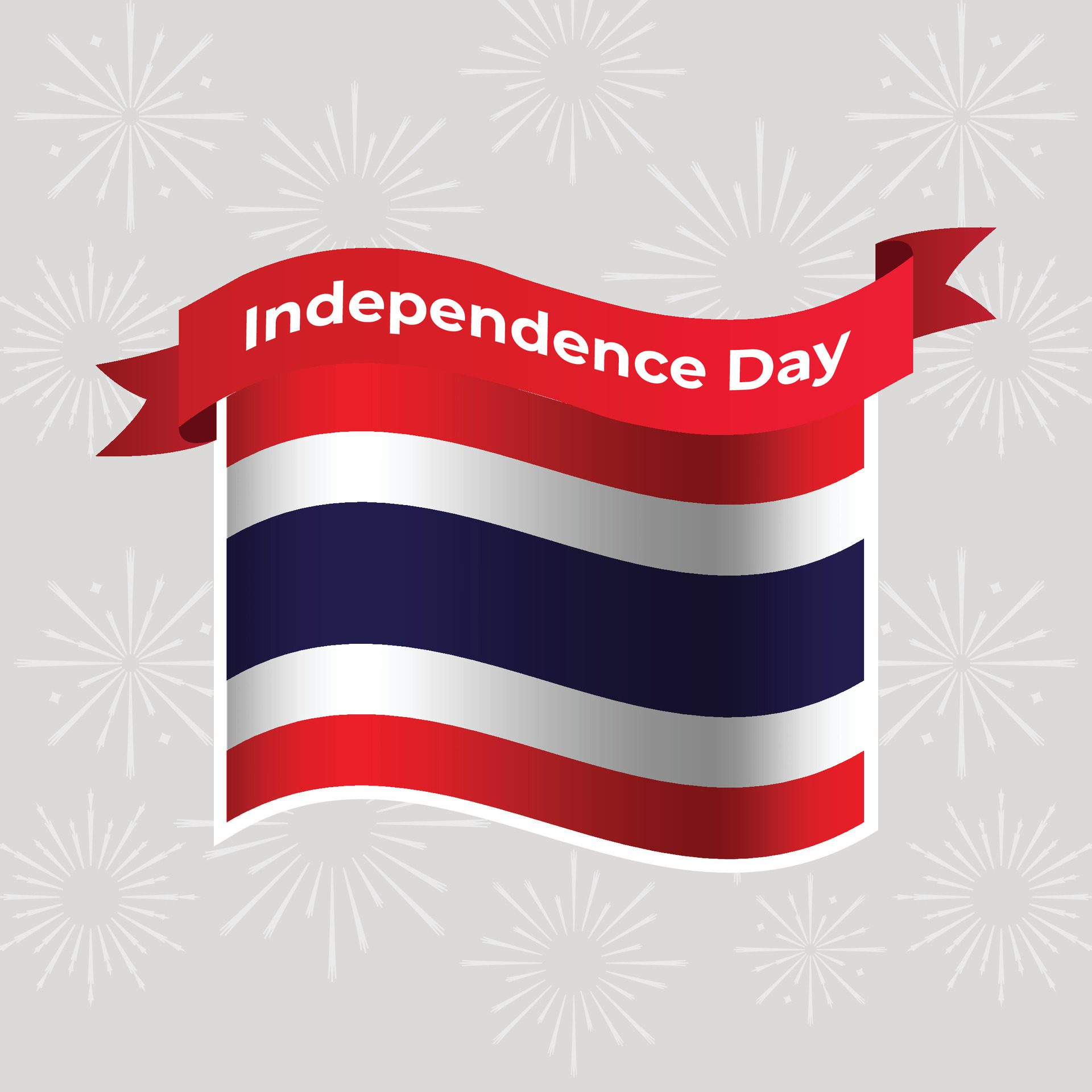 Thailand Wavy Flag Independence Day Banner Background Free Vector