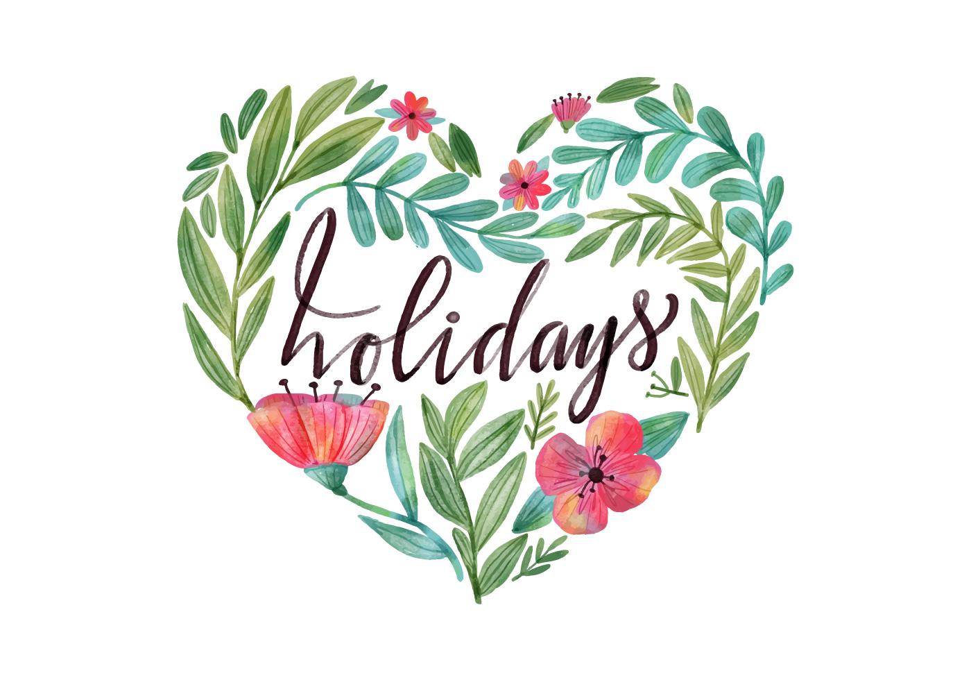 Holiday Watercolor Flowers and Leaves Vector Stock Free and Free SVG