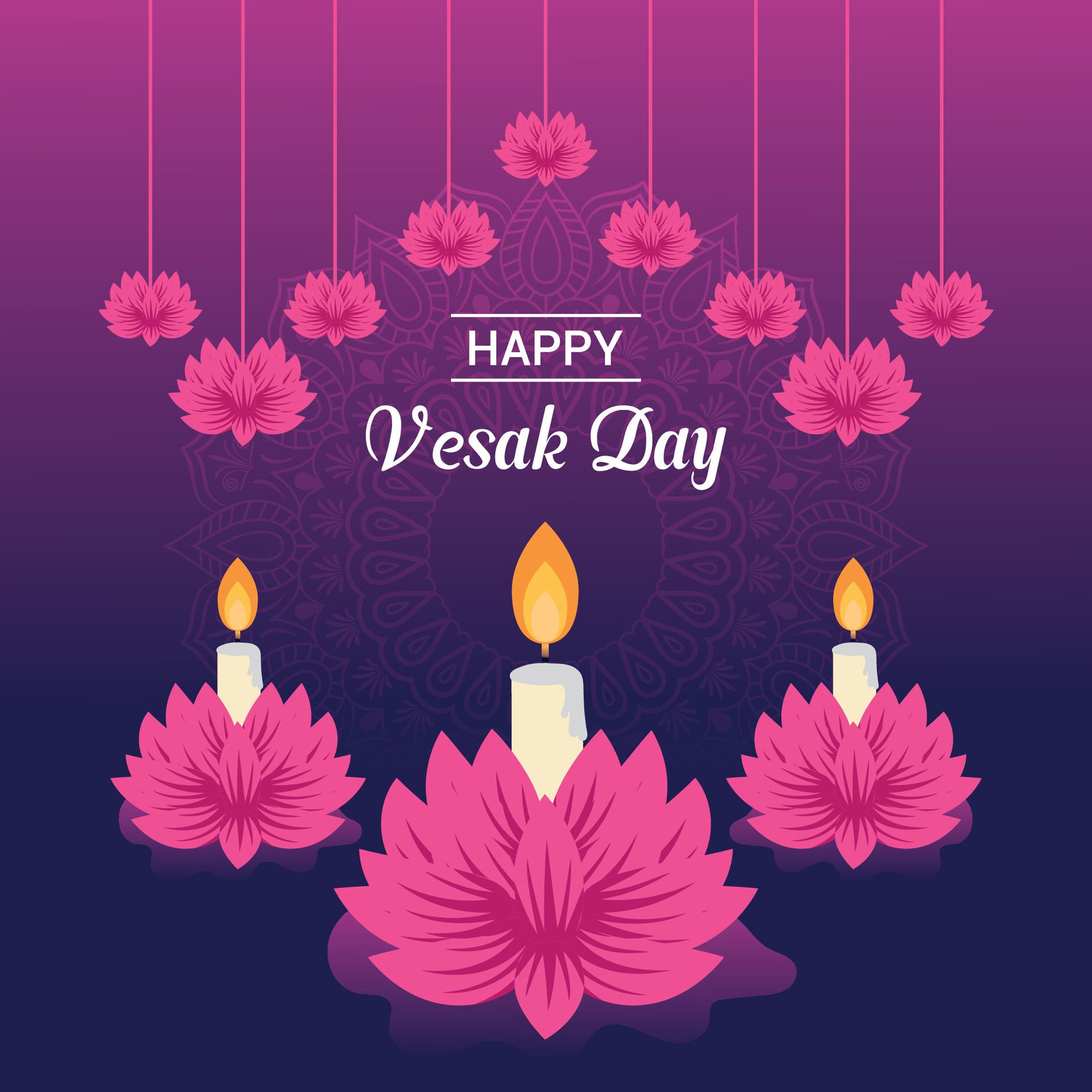 Flat vesak day illustration festival celebration social media post and vesak day Banner Free Vector