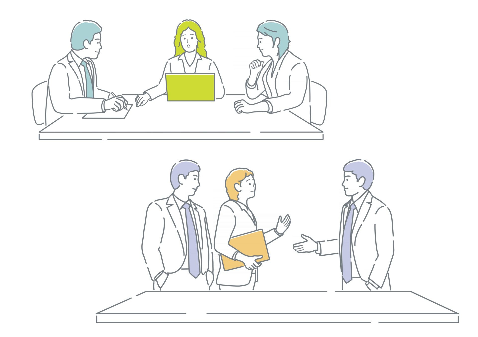 Business People In Meeting. Easy To Use Simple, Flat Vector Illustration Set Isolated On A White Background. Free Vector