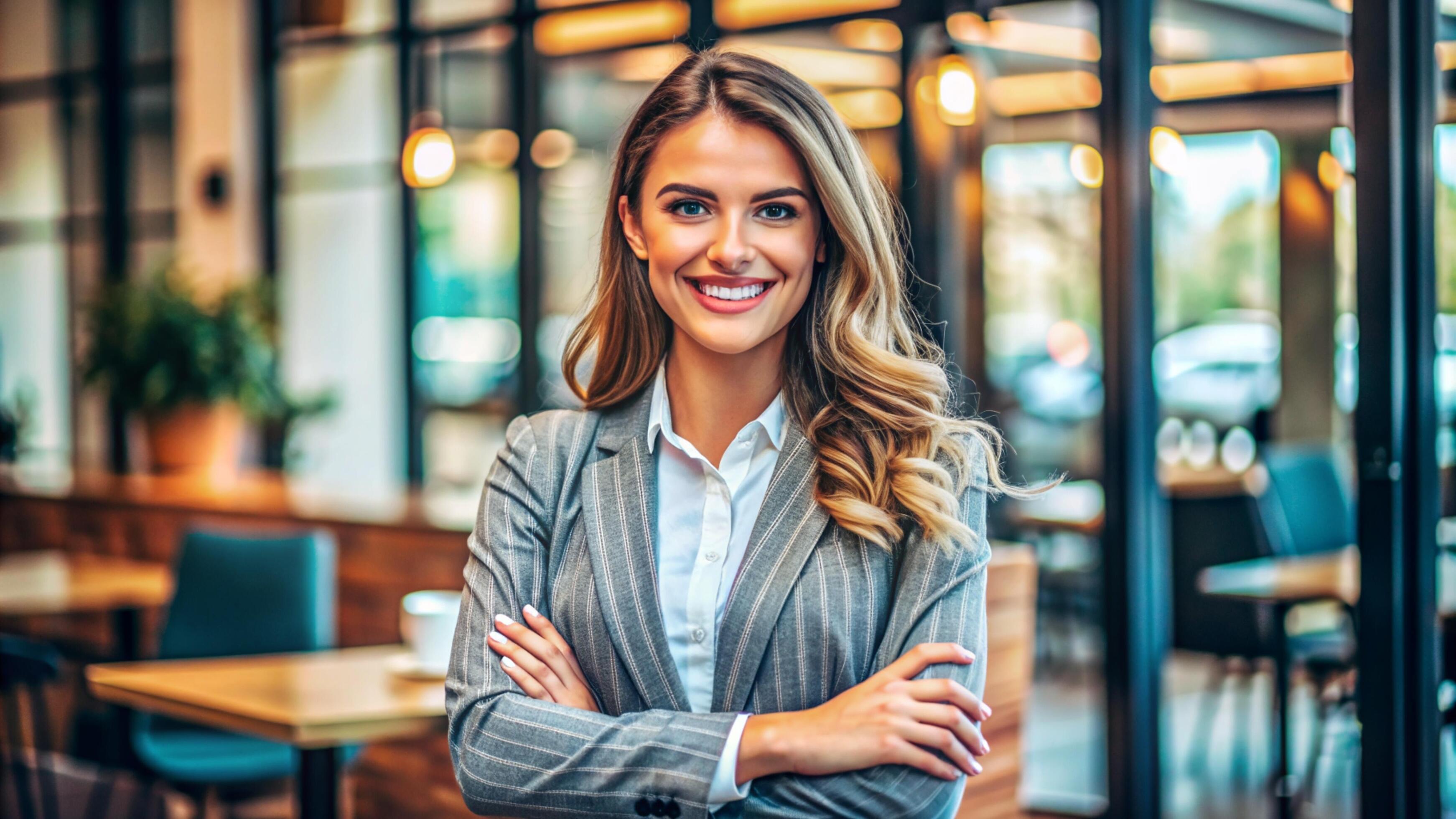 A Young happy pretty smiling professional business woman Stock Free