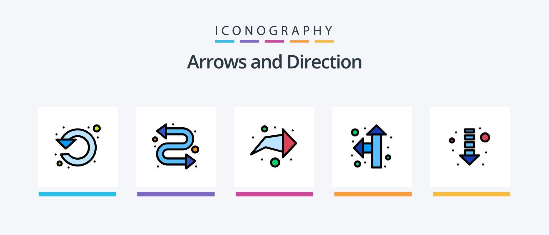 Arrow Line Filled 5 Icon Pack Including right arrow. refresh. up. right up. direction. Creative Icons Design Stock Free
