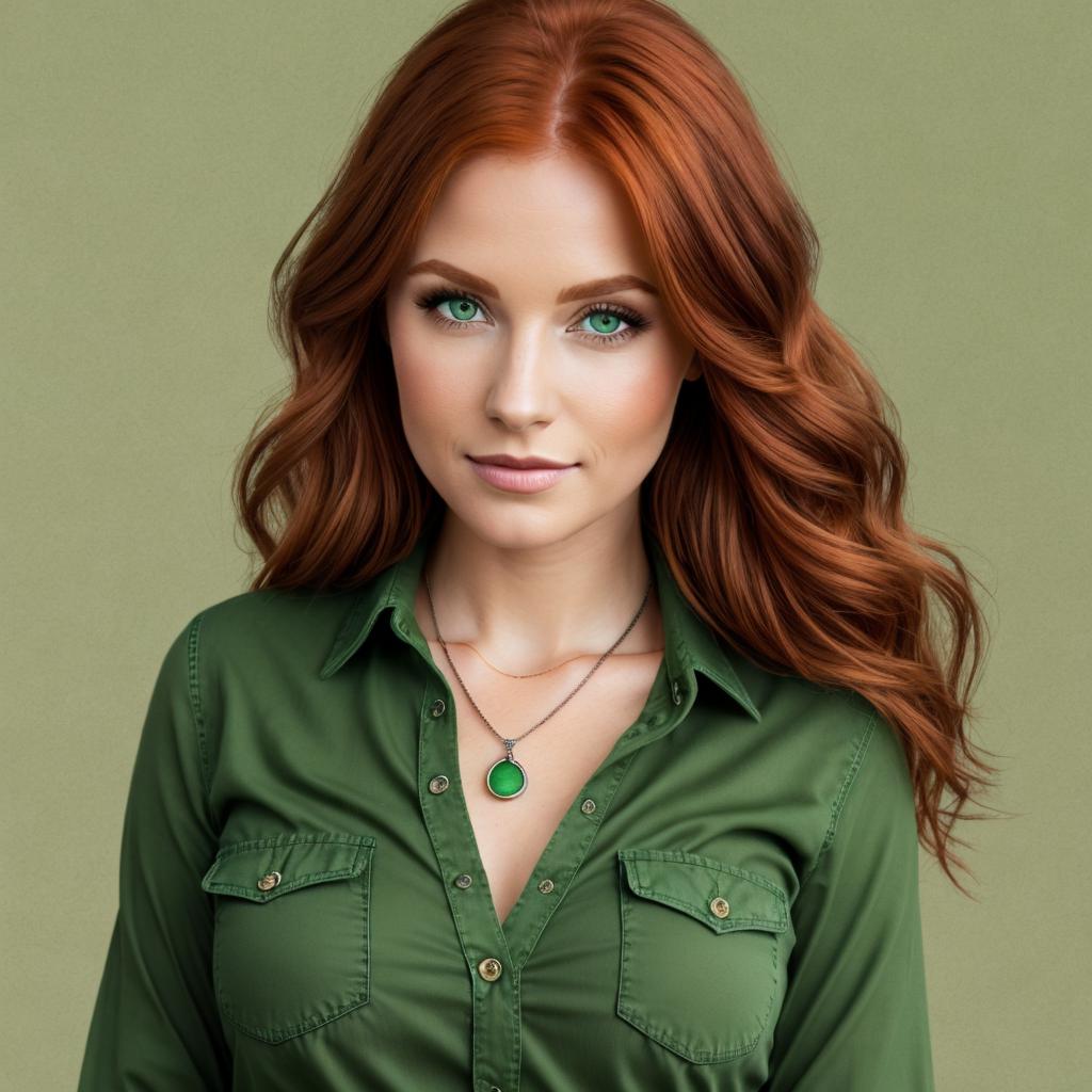 Petite woman, auburn hair, by @ai_generated