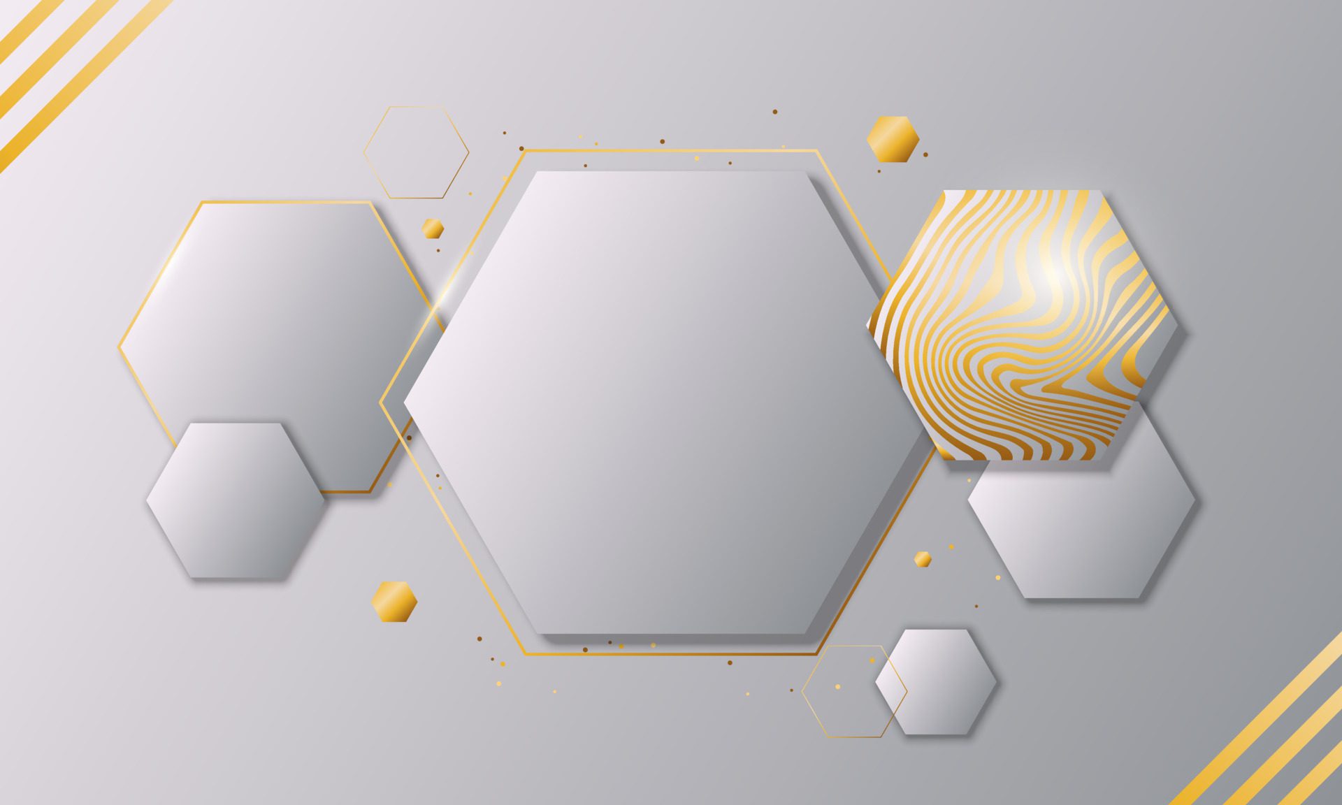 Luxury white and gold hexagonal background. Free Vector