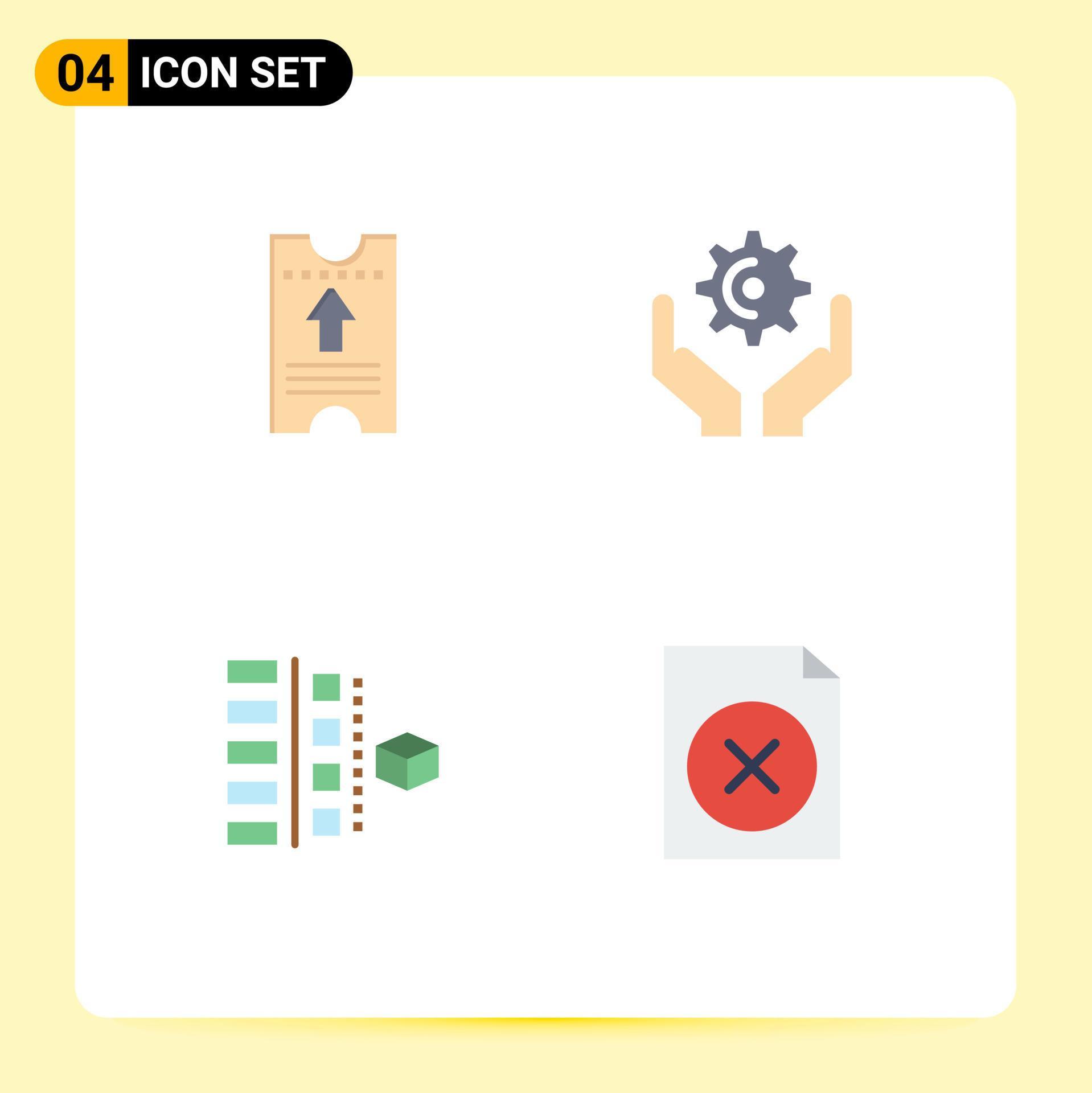 Universal Icon Symbols Group of 4 Modern Flat Icons of ticket phases arrow gear planning Editable Vector Design Elements Stock Free and Free SVG