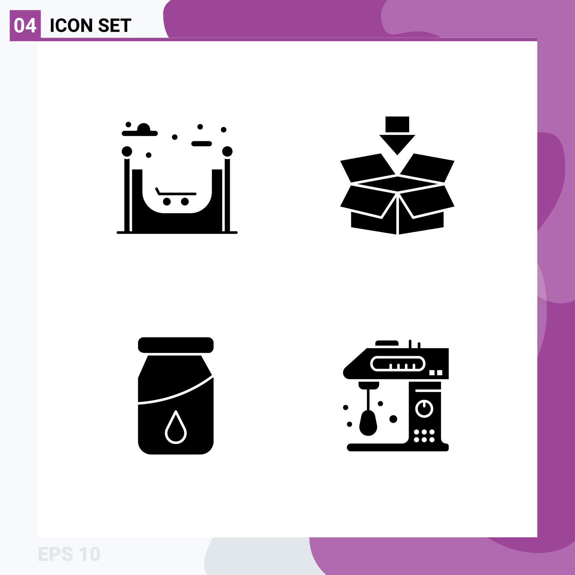 Group of 4 Solid Glyphs Signs and Symbols for city drug arrow save baking Editable Vector Design Elements Stock Free