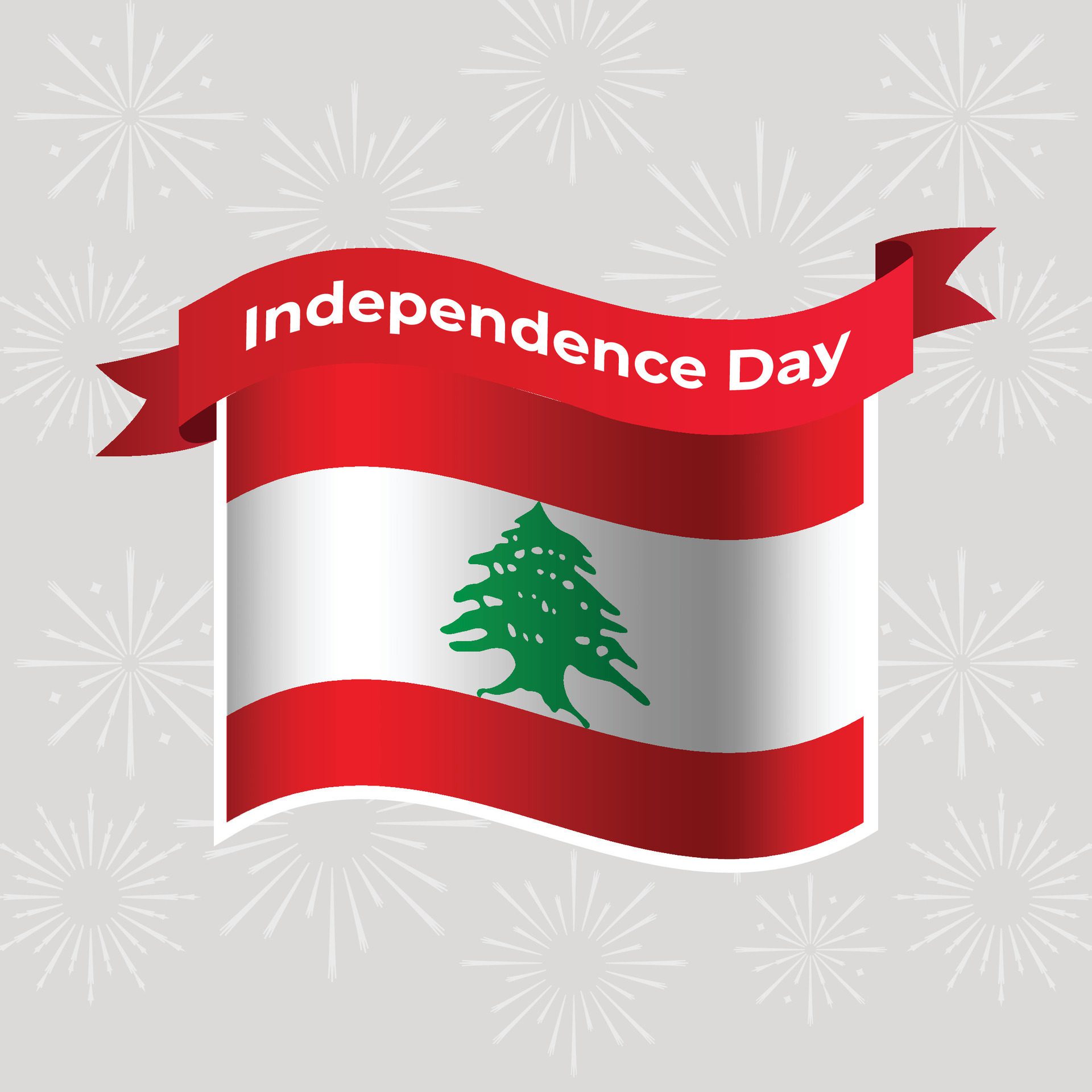 Lebanon Wavy Flag Independence Day Banner Background Free Vector