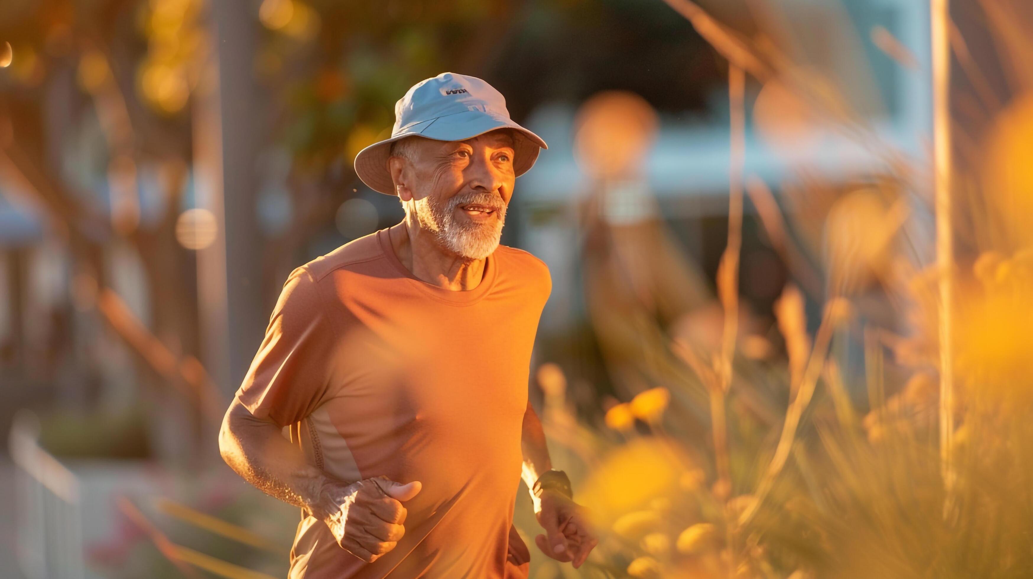 Man jogging park with hat Stock Free