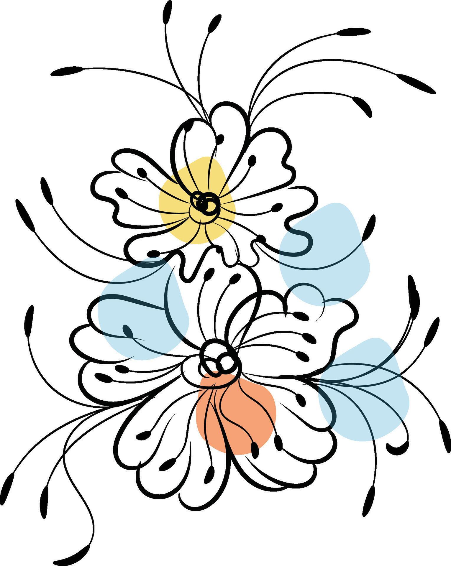 Hand drawn flat design simple flower outline Stock Free