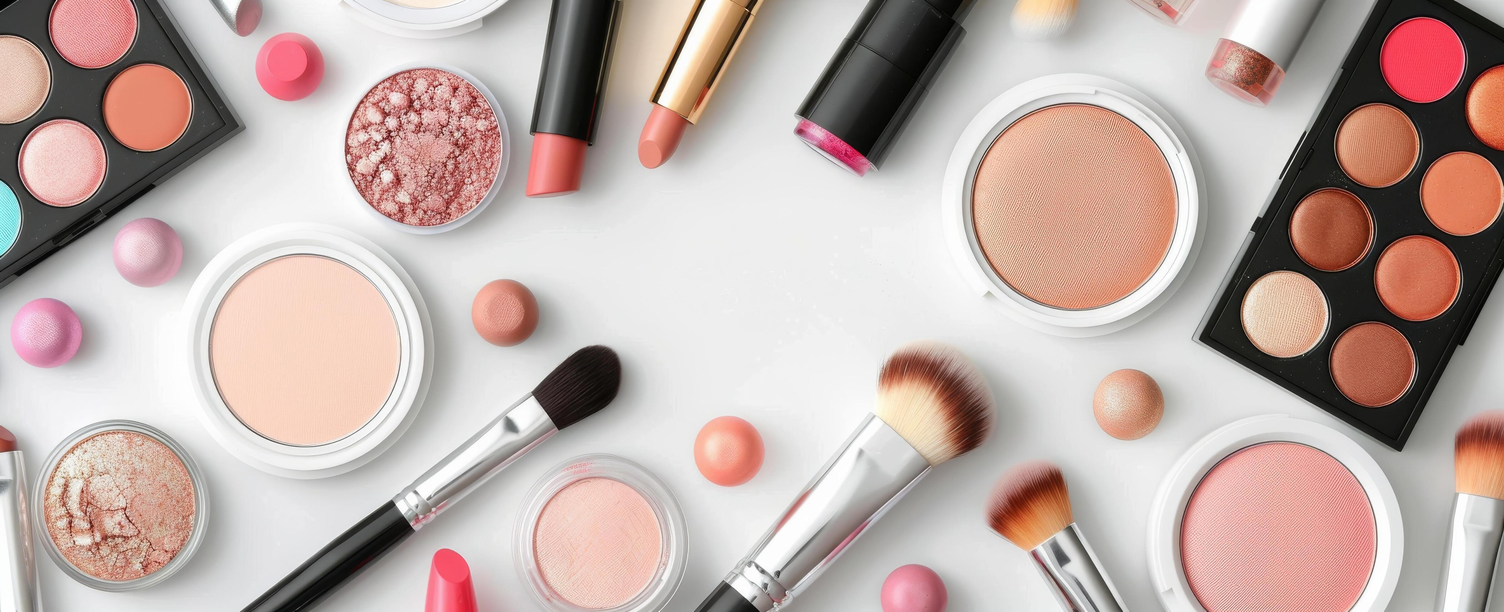 Makeup Products On White Background Stock Free