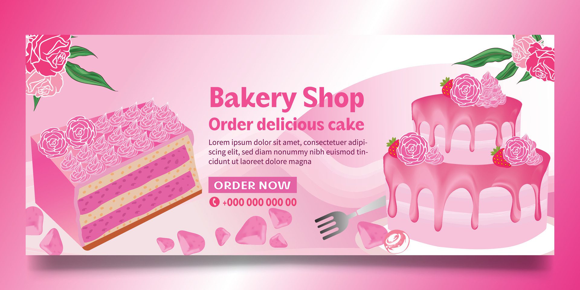 Cake banner design Free Vector