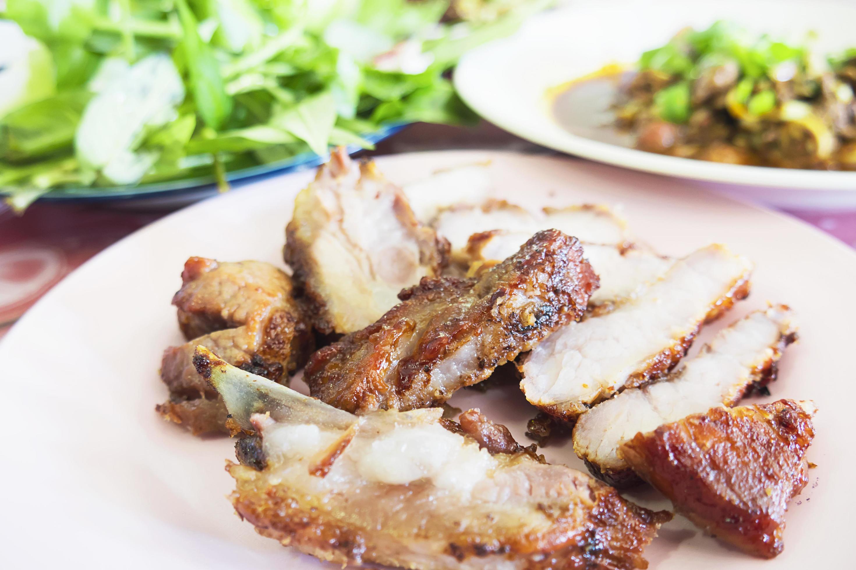 Grilled pork BBQ, Thai Northern style food Stock Free