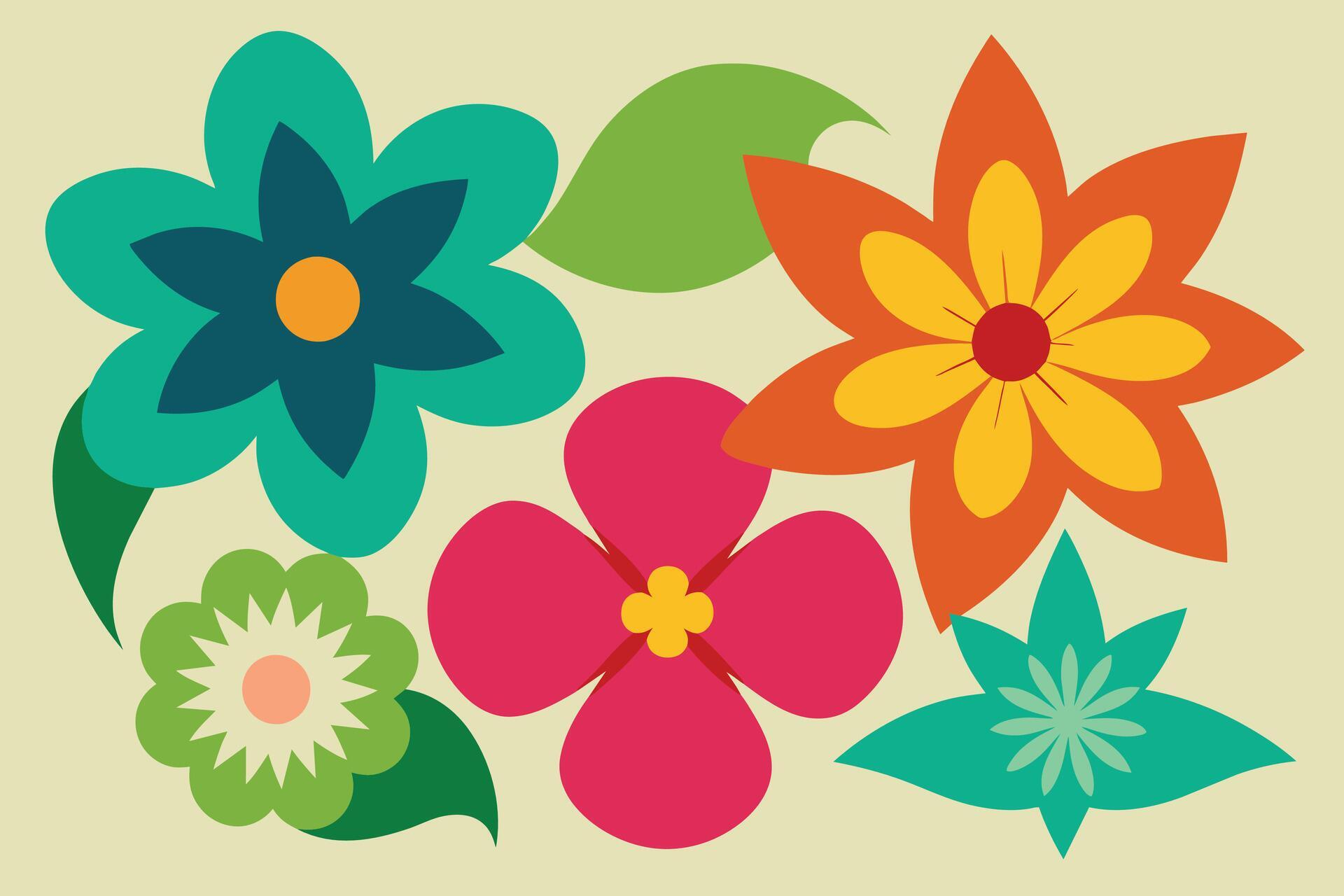 Assorted Flower Shape Vector Stock Free