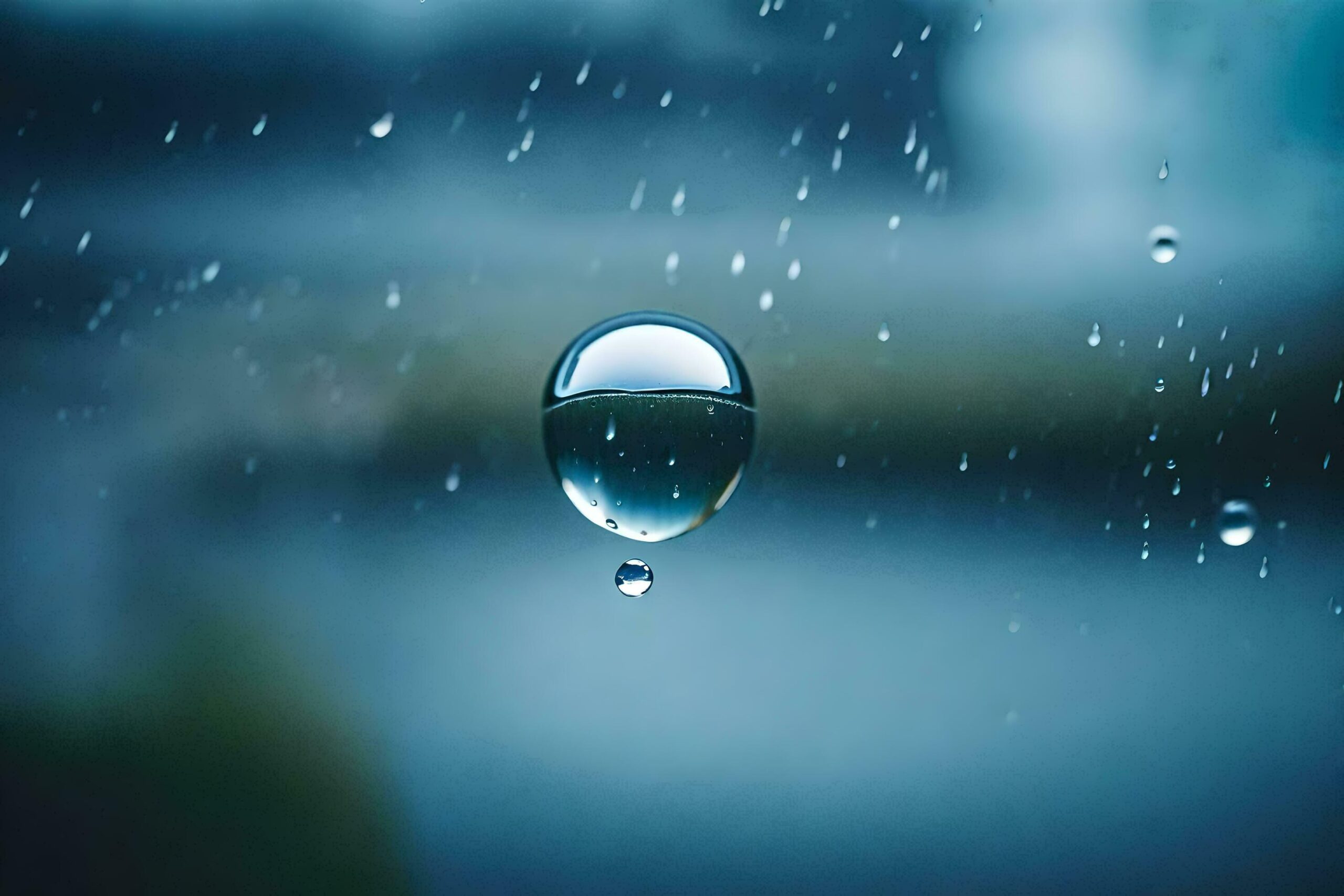 a drop of water is seen in the rain Free Photo