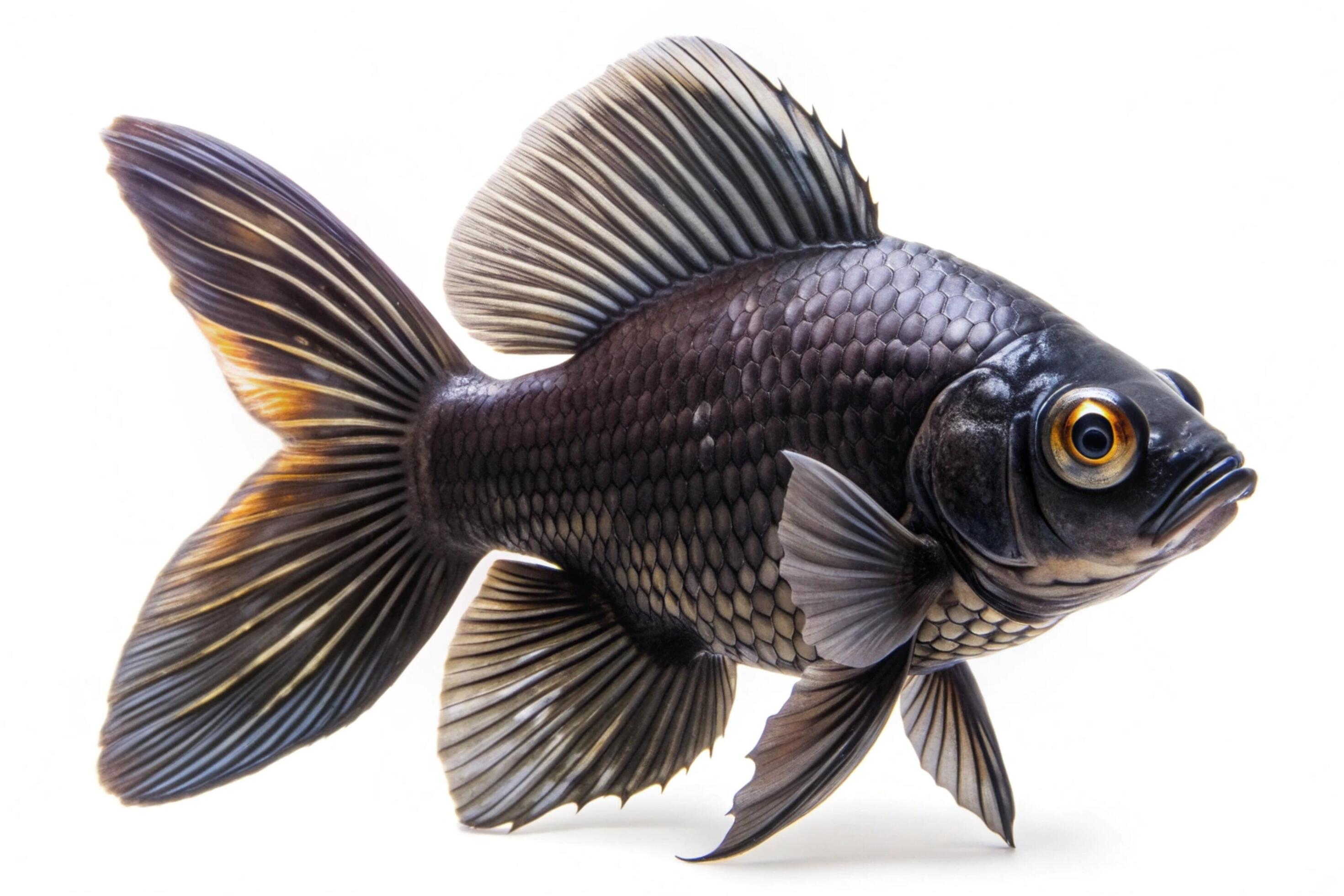 Black ornamental fish isolated on white background Stock Free