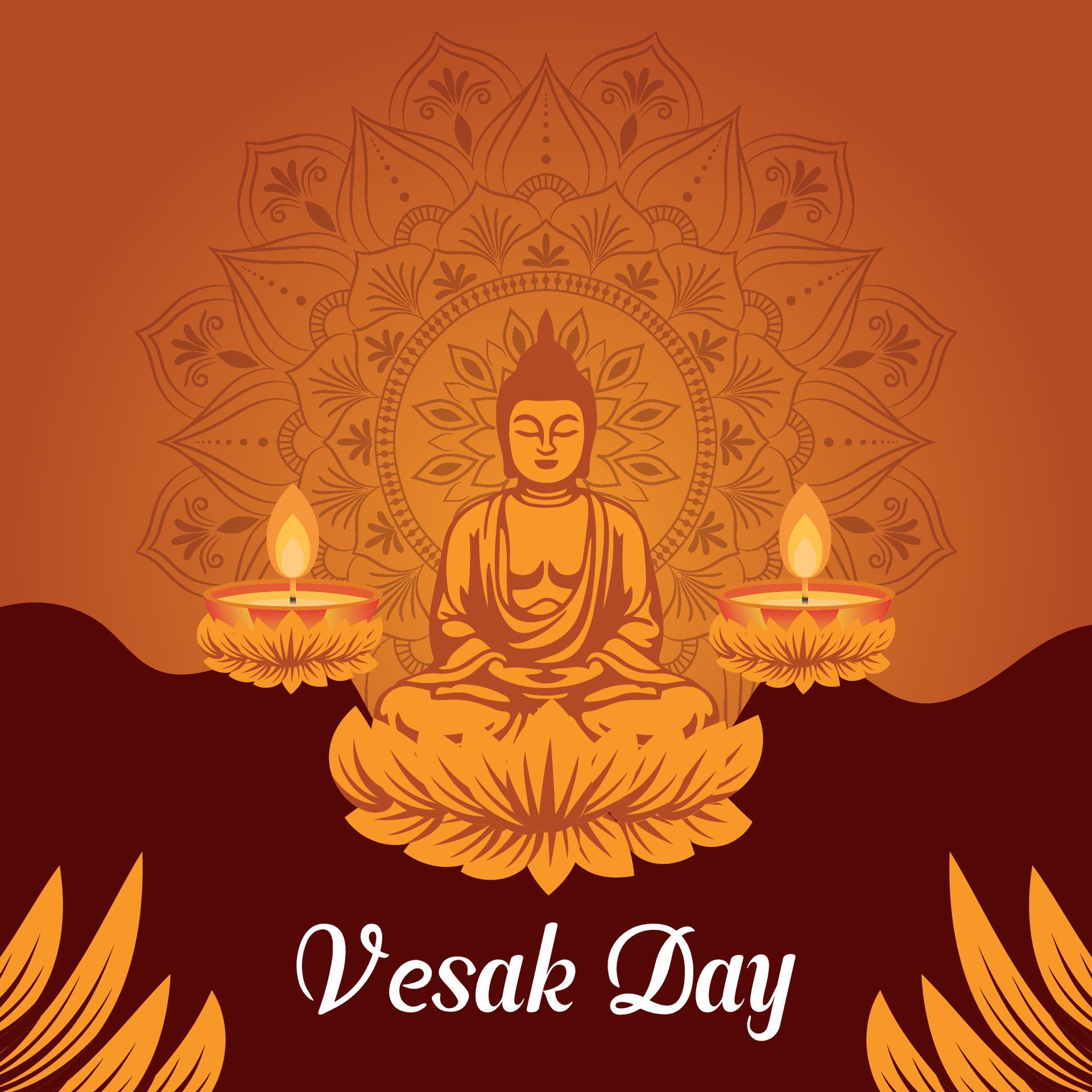 Flat vesak day illustration festival celebration and vesak day Banner Free Vector