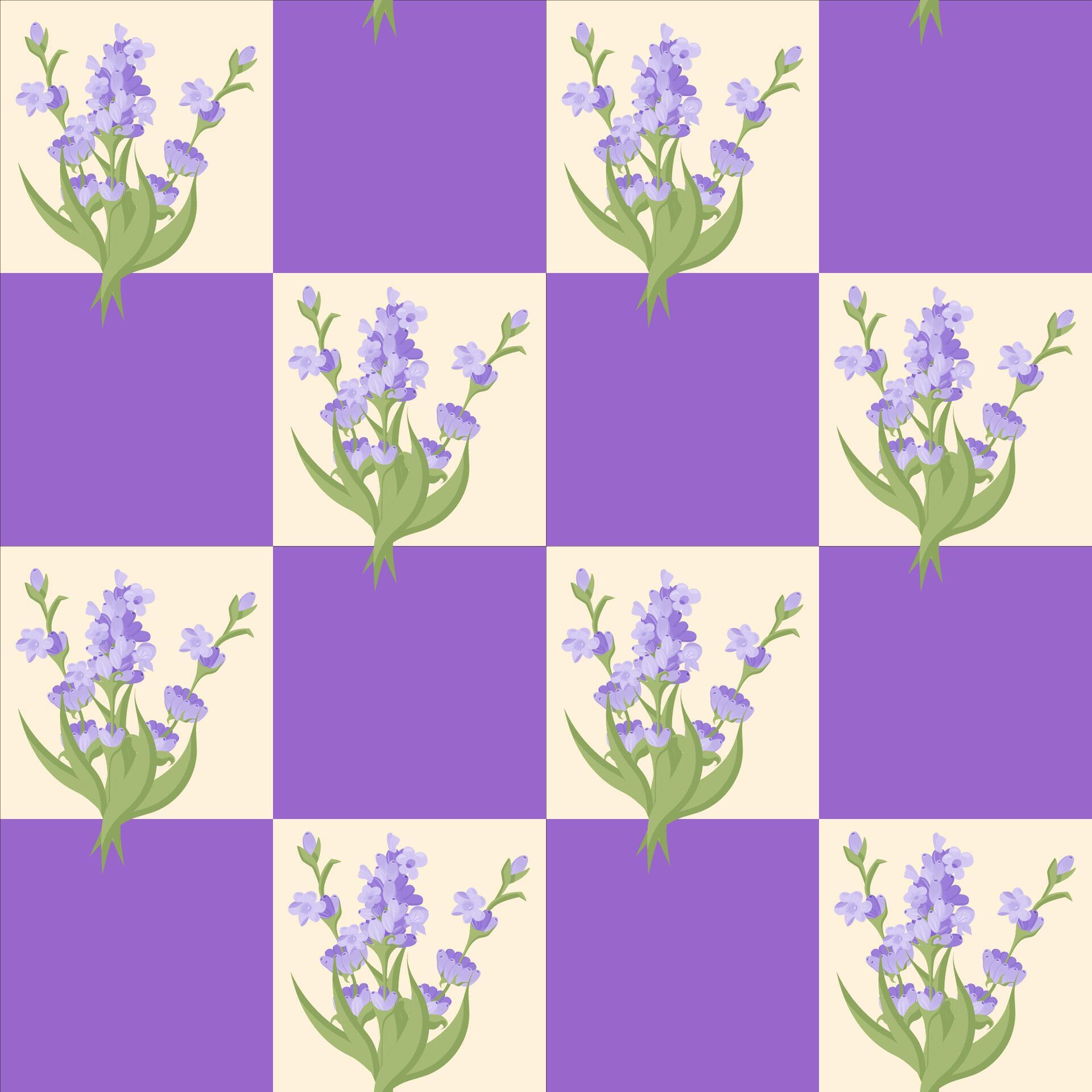 A sprig of lavender. Purple flower. Seamless pattern. illustration. Stock Free