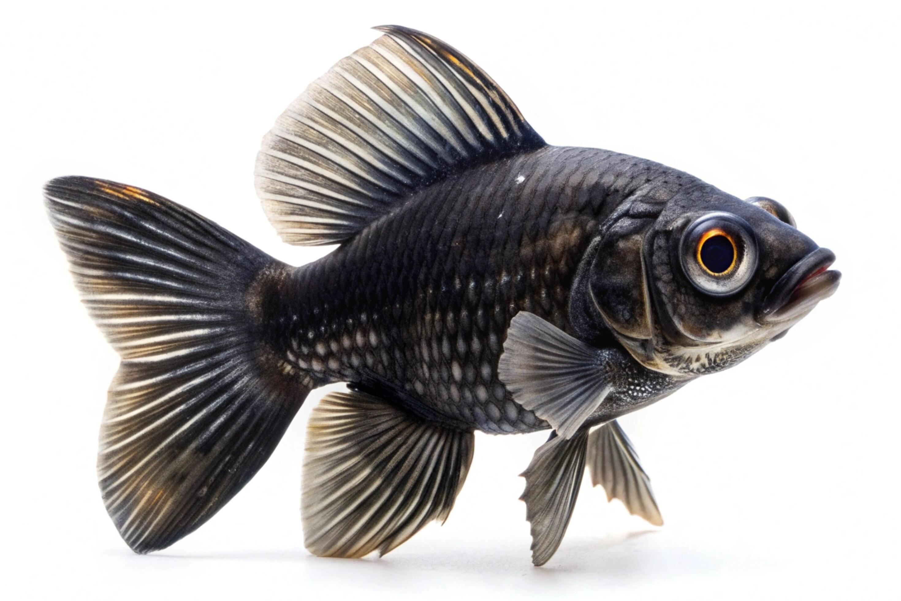 Black ornamental fish isolated on white background Stock Free