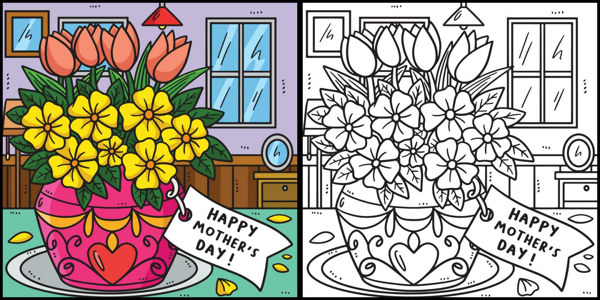 Mothers Day Flowers and Greeting Card Illustration Stock Free