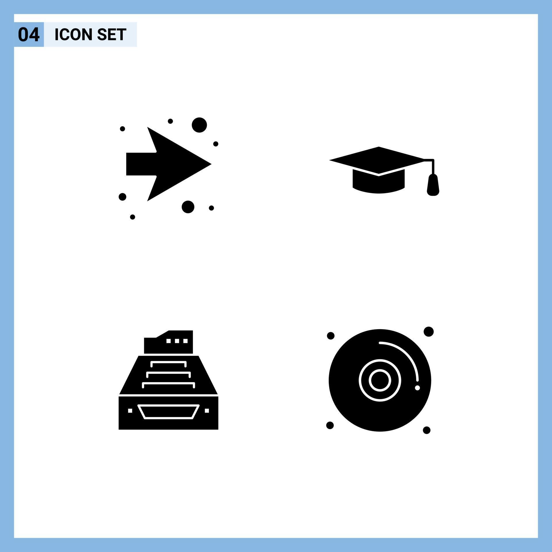 4 Thematic Vector Solid Glyphs and Editable Symbols of arrow data academic files inbox Editable Vector Design Elements Stock Free