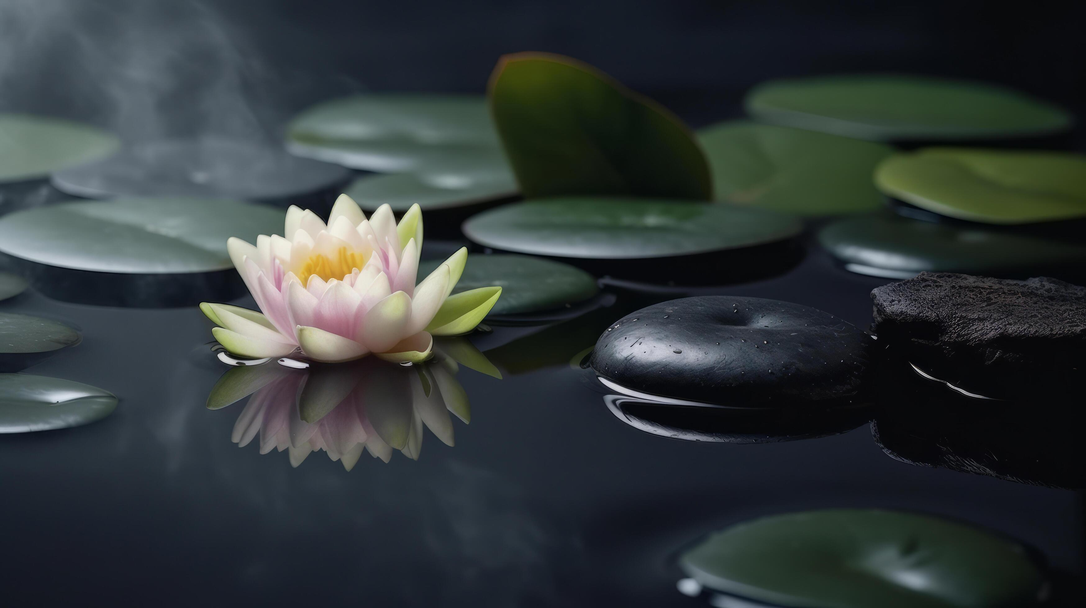 Lotus flower stone background. Illustration Stock Free