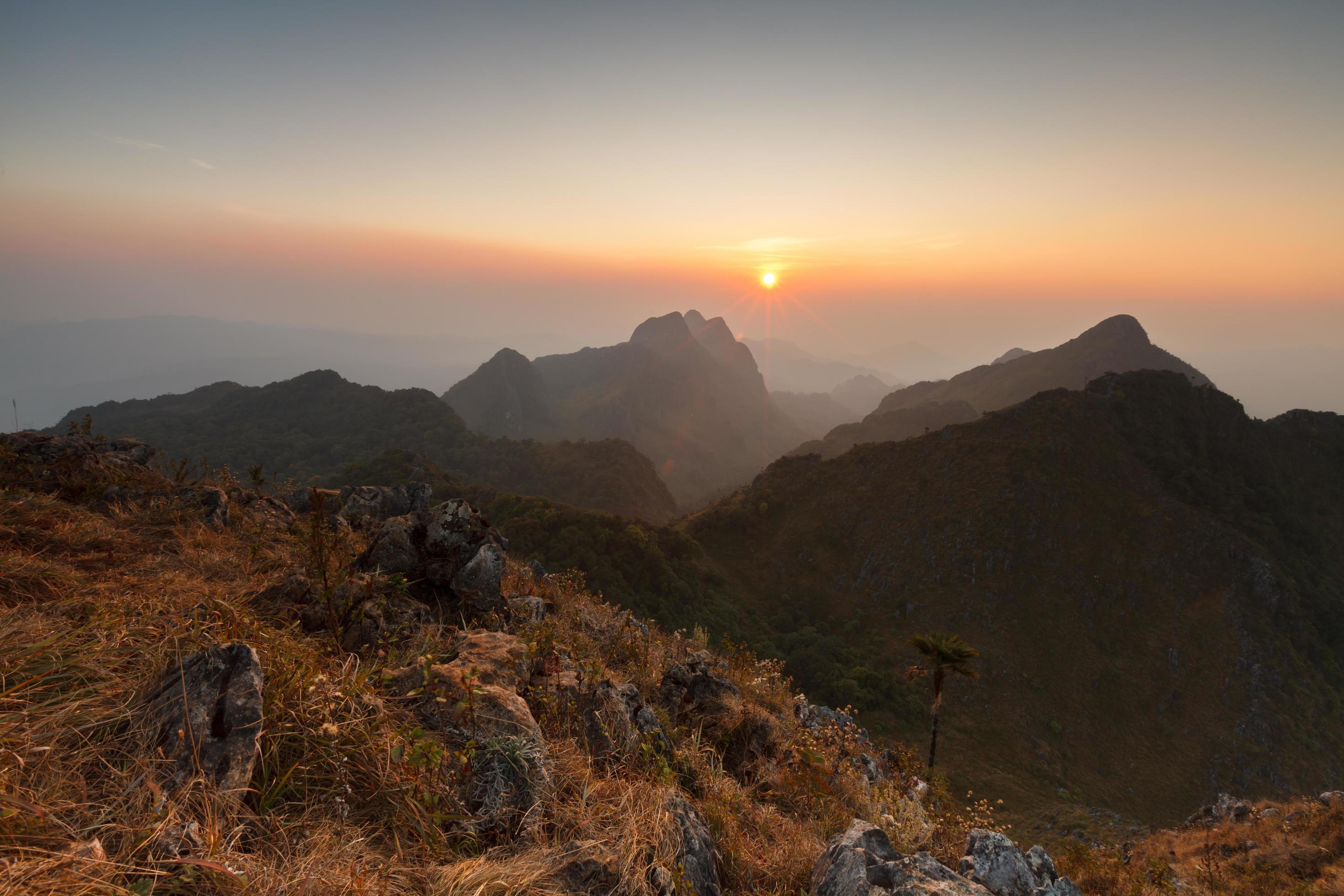 Landscape sunset at Doi Luang Chiang Dao, High mountain in Chiang Mai Province, Thailand Stock Free