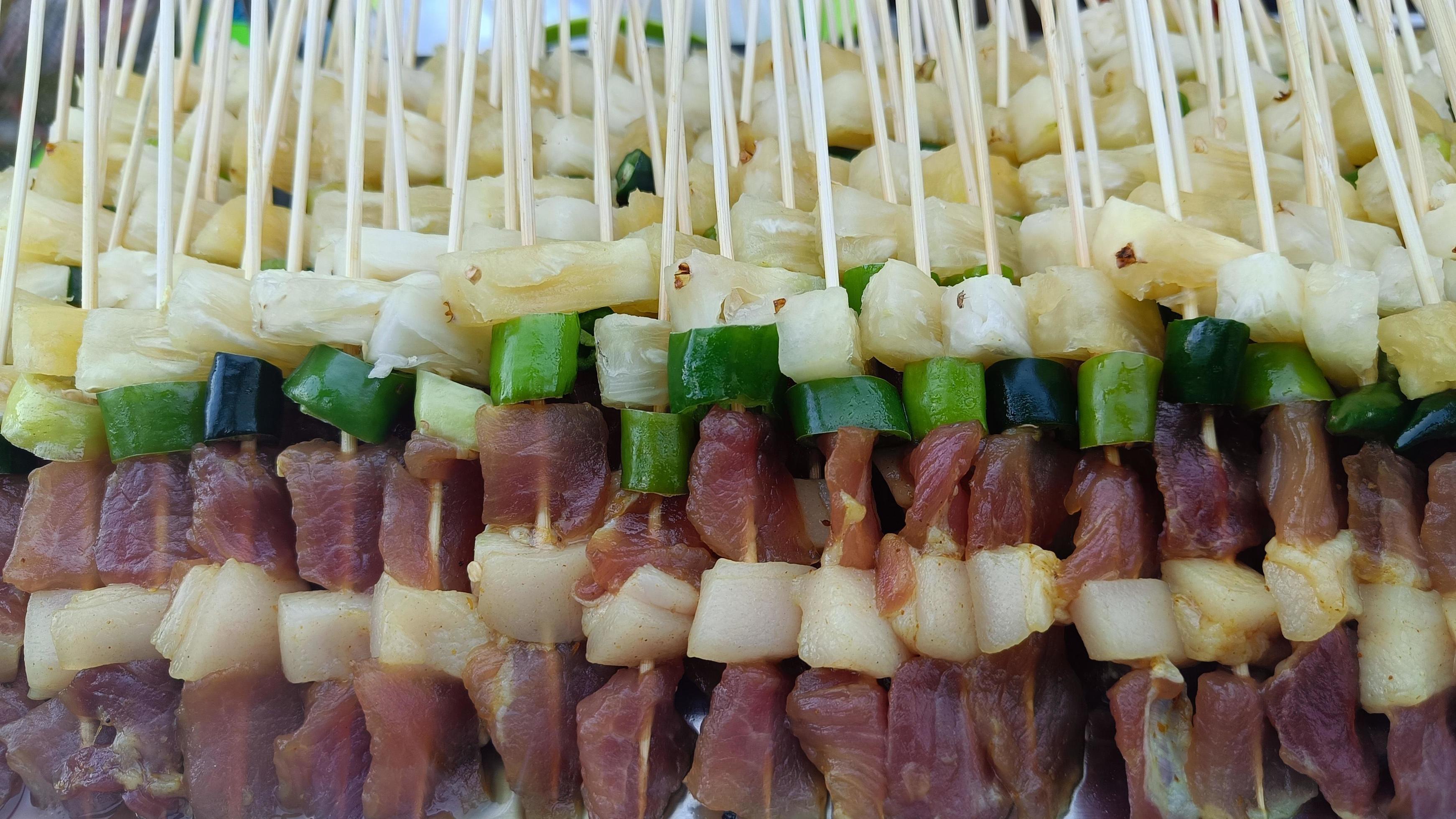 Pork skewers bbq for grilling Thai street food delicious Stock Free