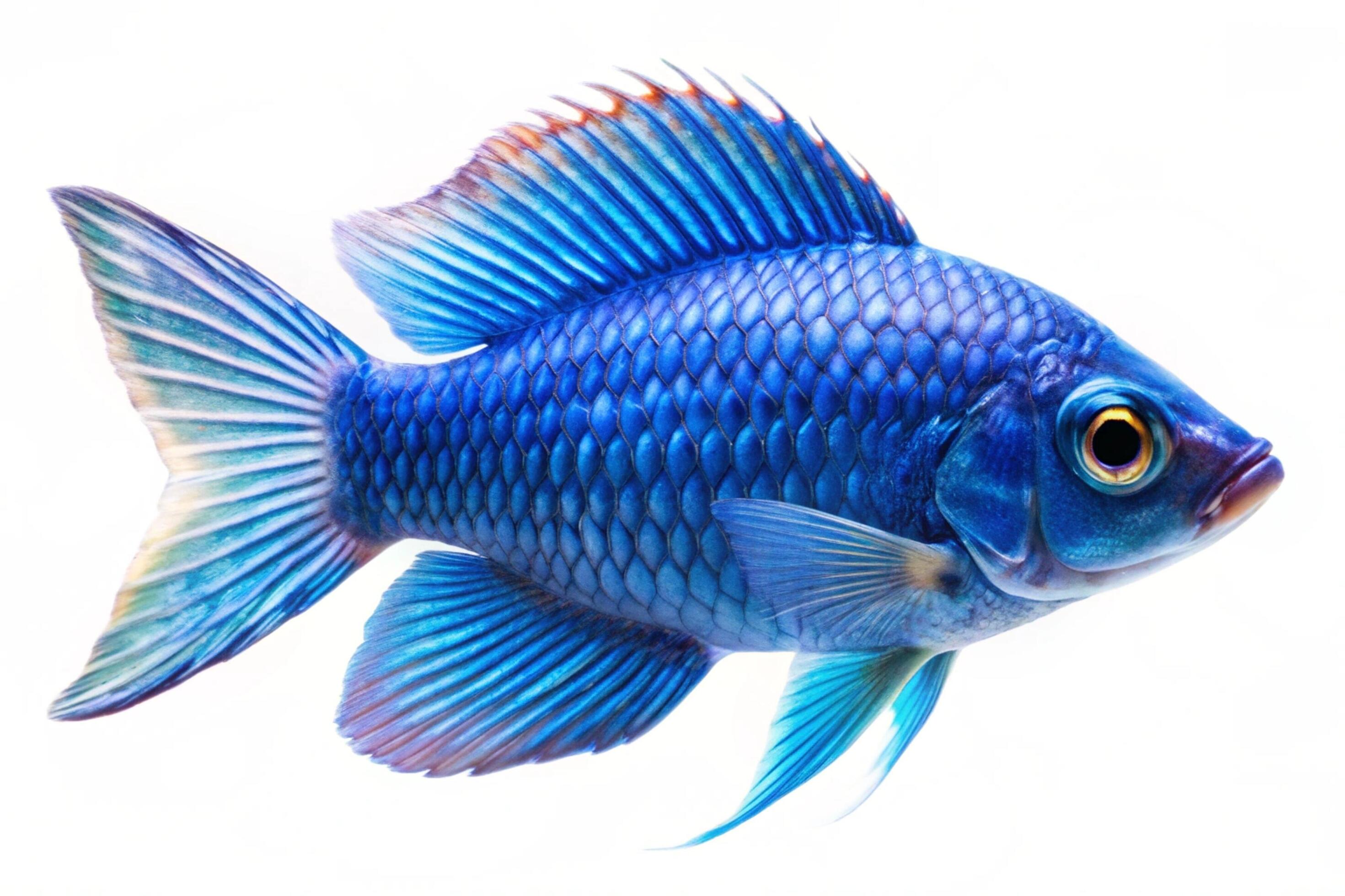 
									Blue ornamental fish isolated on white background Stock Free