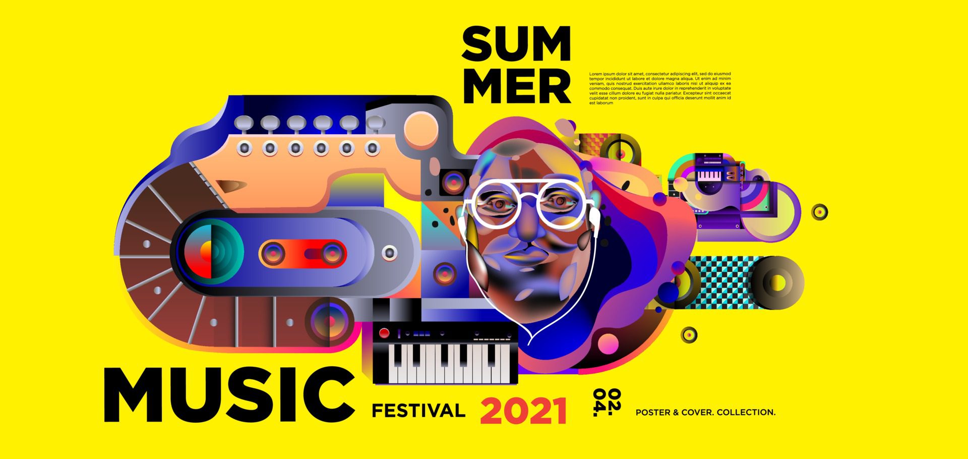 Summer music day festival banner Free Vector