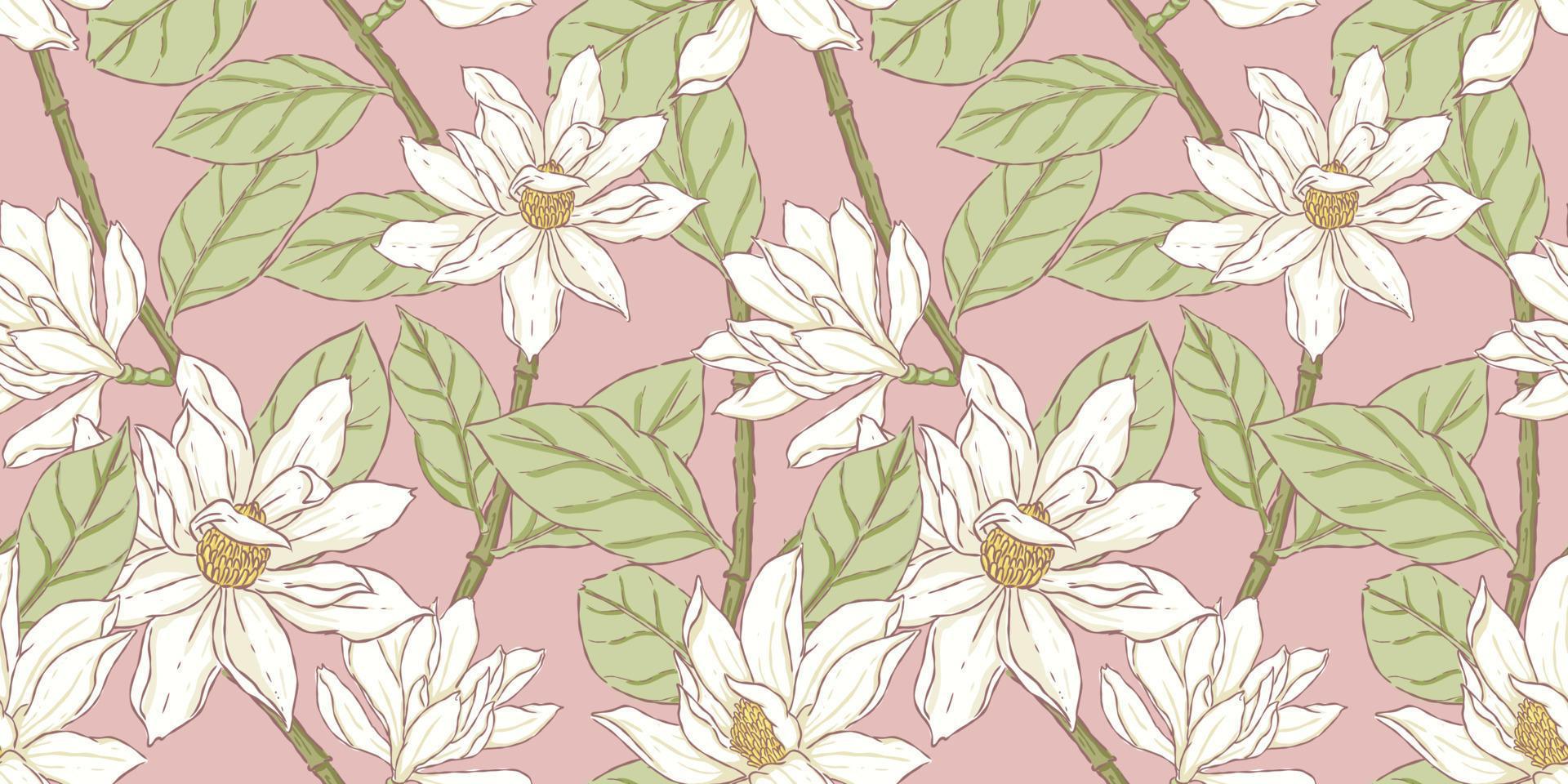 Seamless pattern white flower on pink background Stock Free