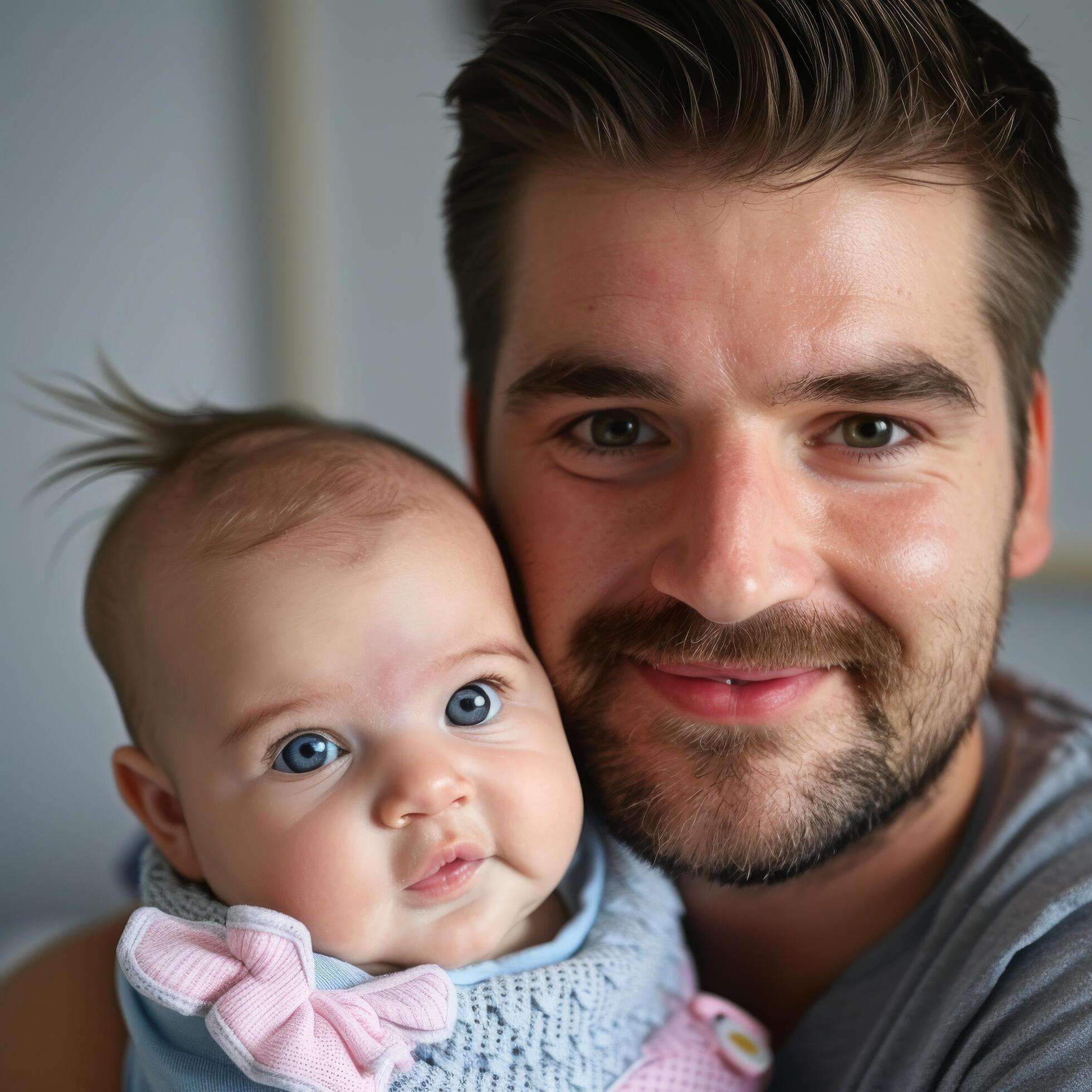 Father holding his baby capturing a warm family moment Stock Free