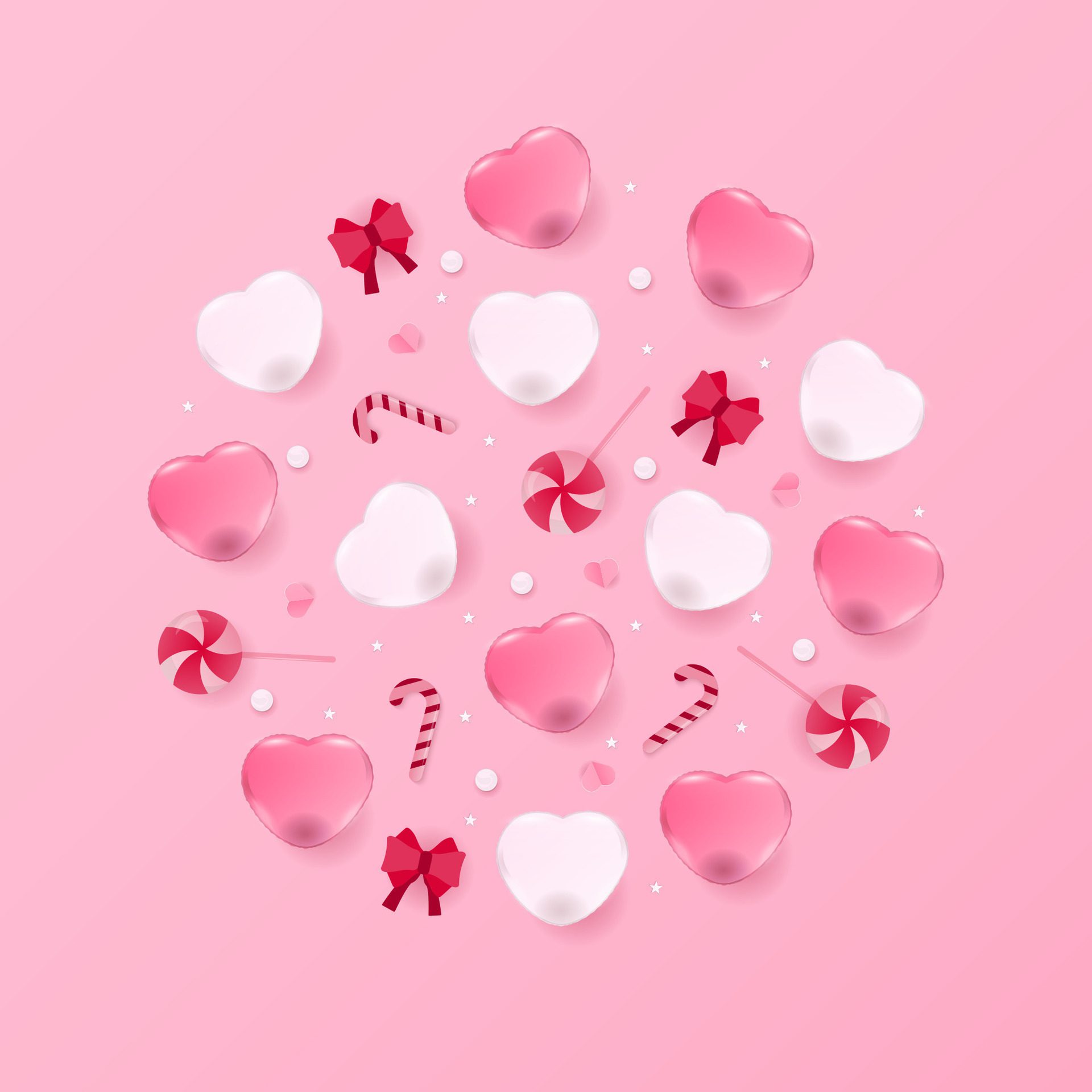 Heart balloon and candy banner Free Vector