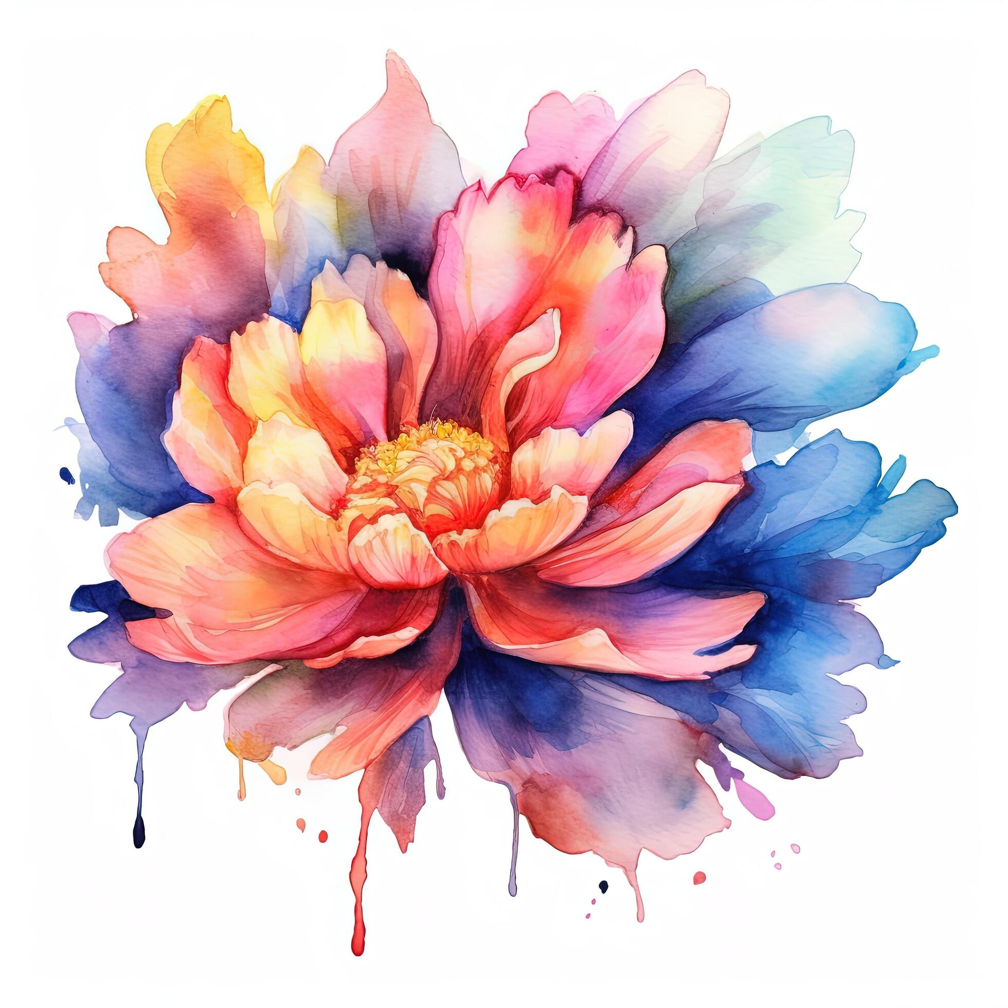 Watercolor beautiful peony flower. Illustration Stock Free