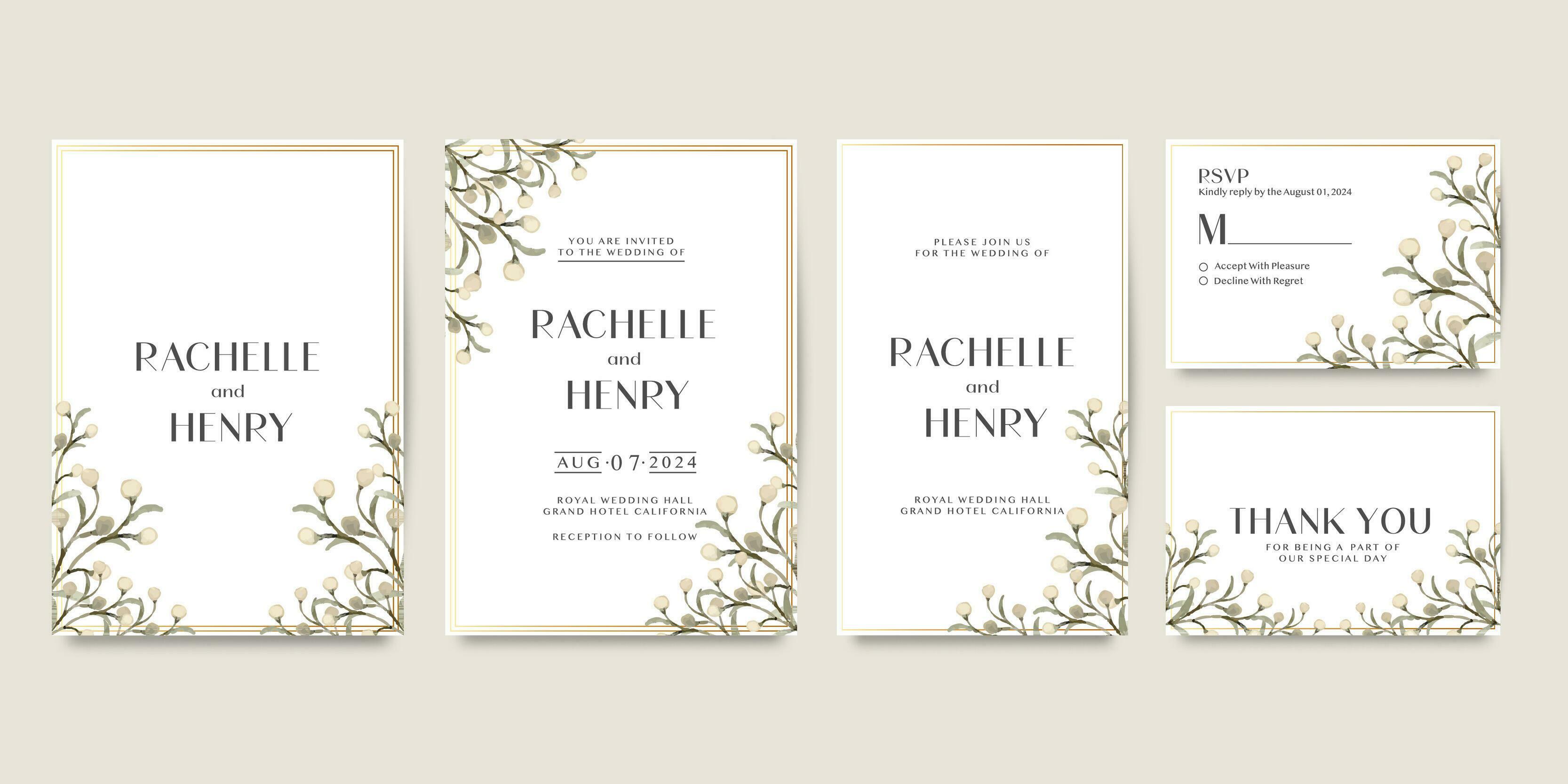 Wedding invitation template with flower Stock Free