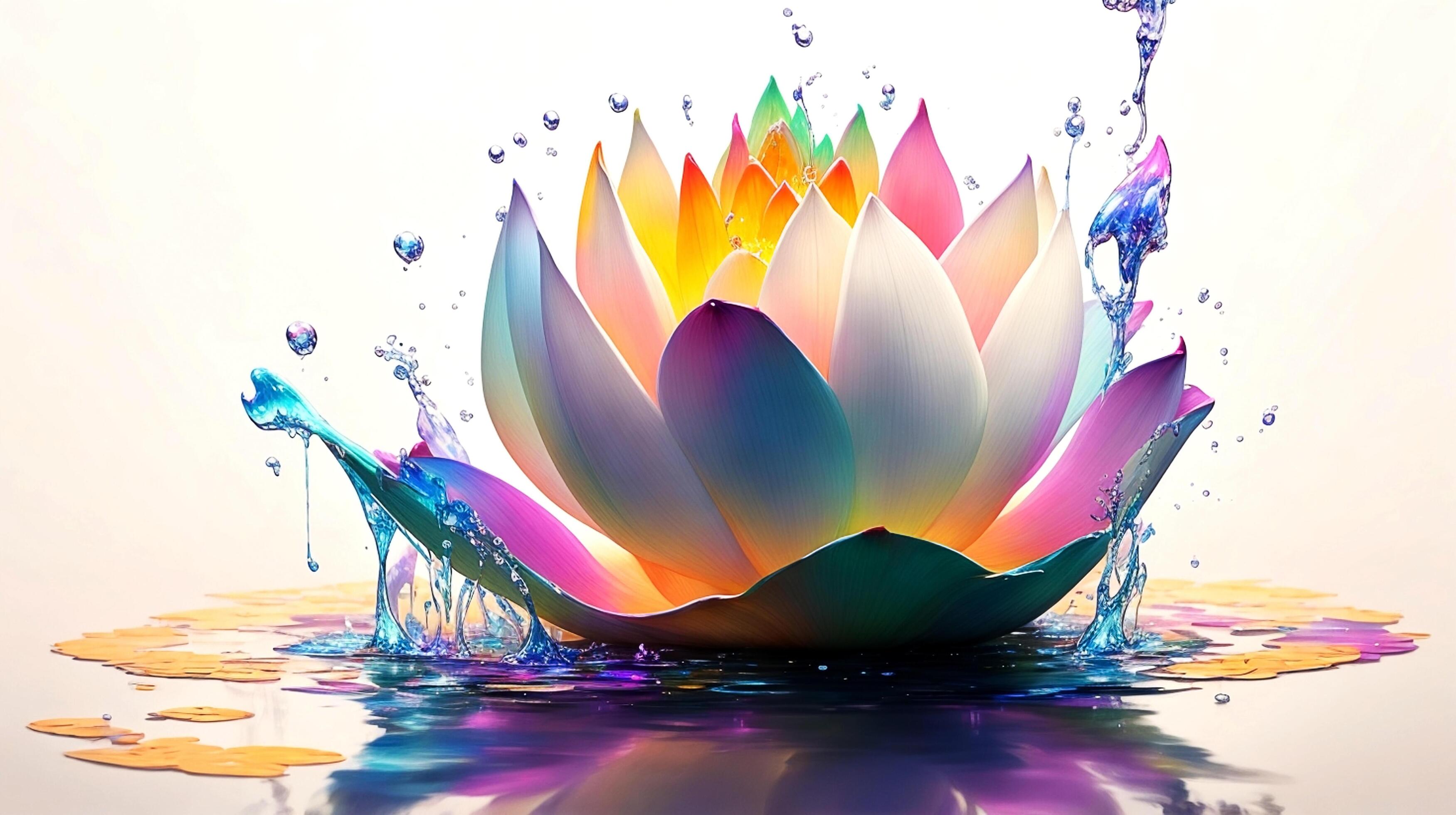 lotus flower splash art illustration, art Stock Free