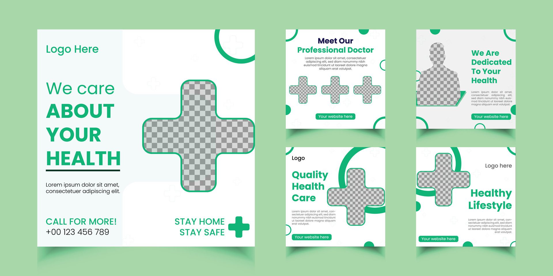 Healthcare medical banner and social media post template Free Vector