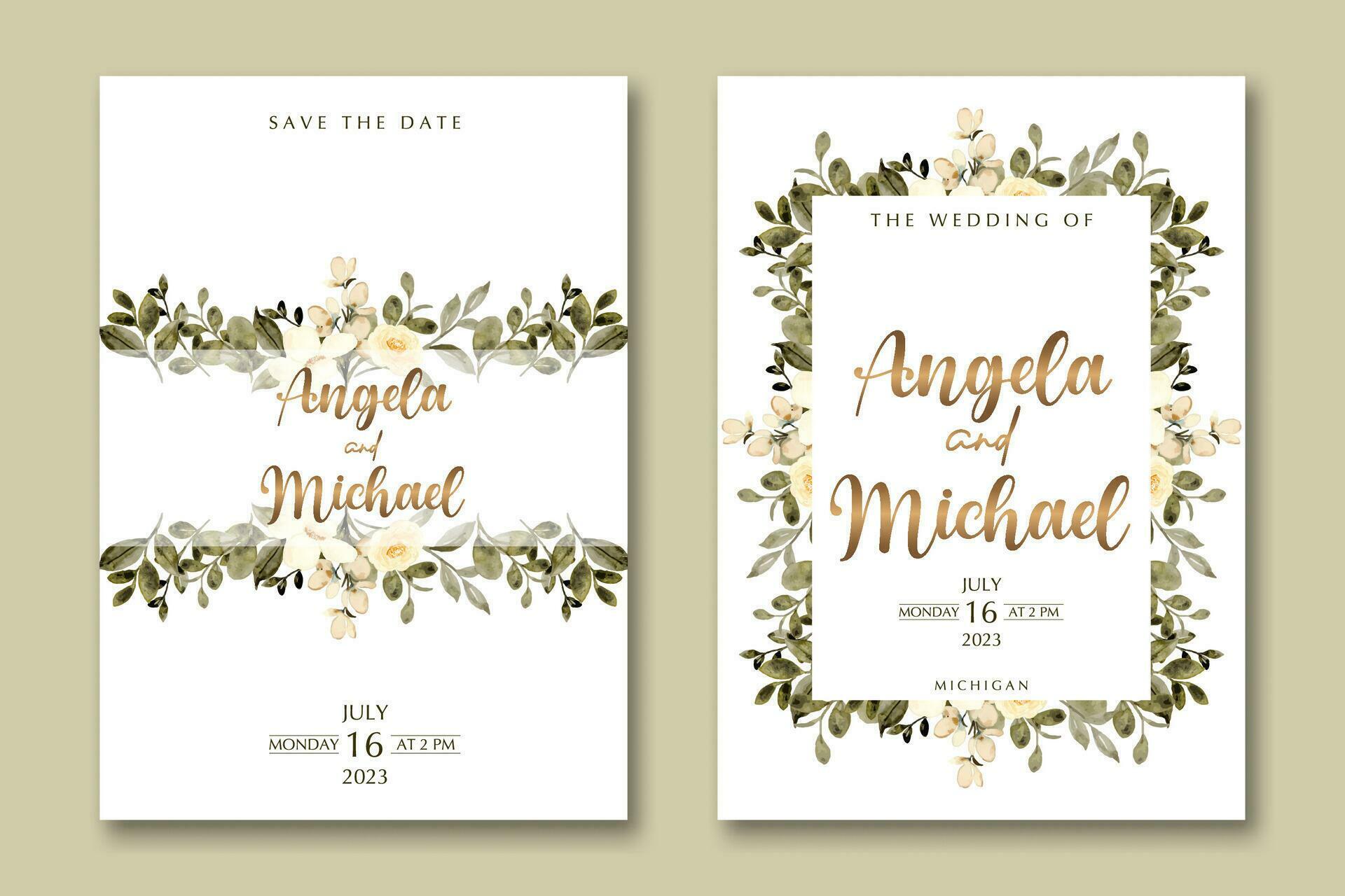 Wedding invitation template with flower Stock Free