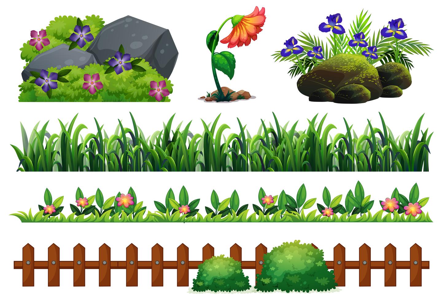 A Set of Garden Element Stock Free and Free SVG