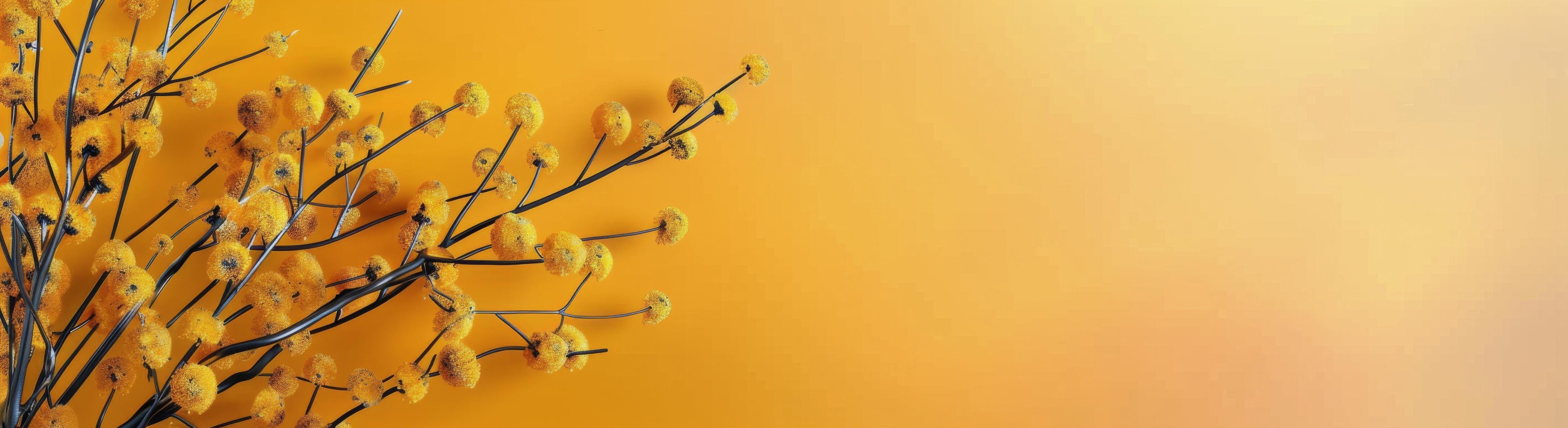 Vibrant Yellow Flowers Against a Soft Orange Background in Bright Light Stock Free