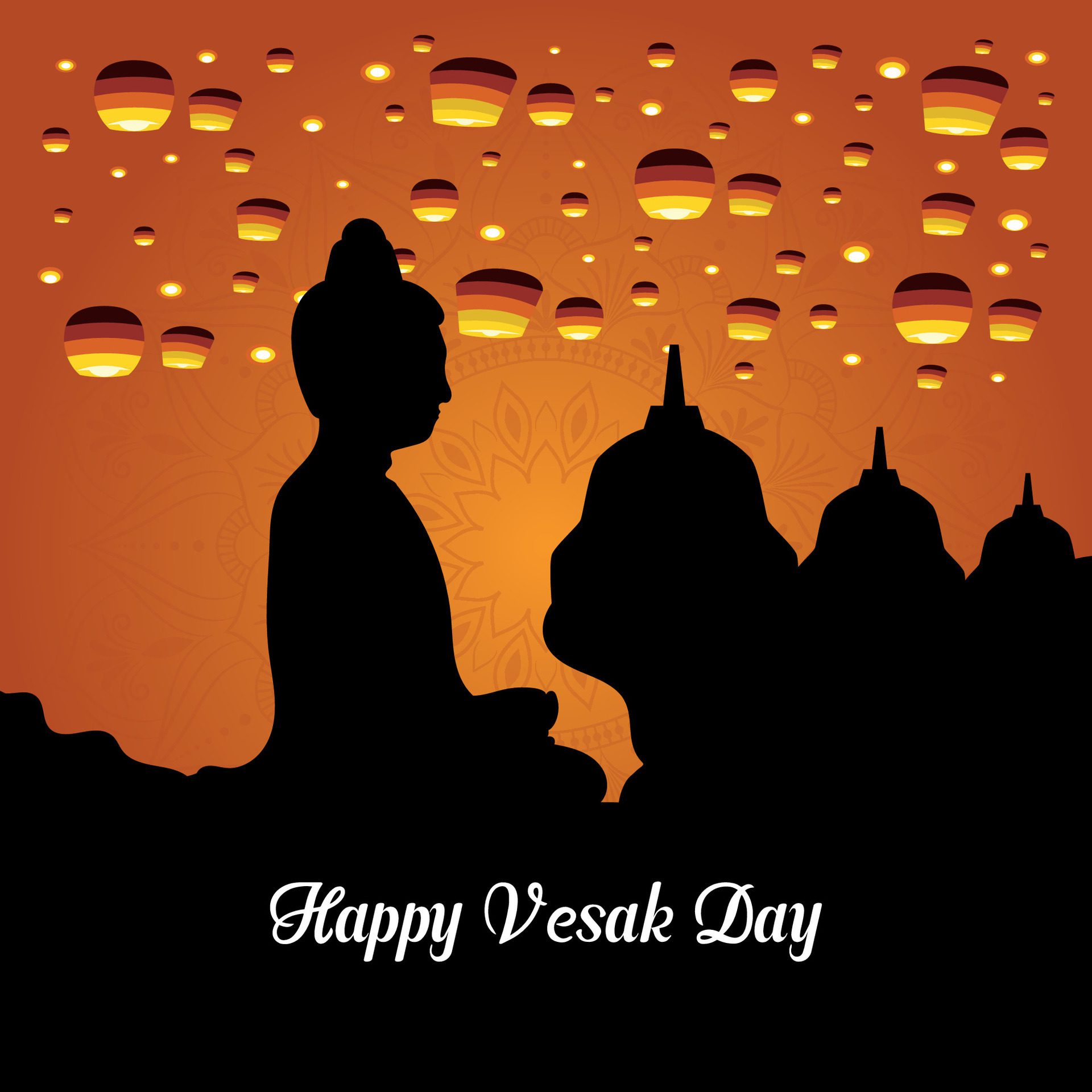 Flat vesak day illustration festival celebration and vesak day Banner Free Vector