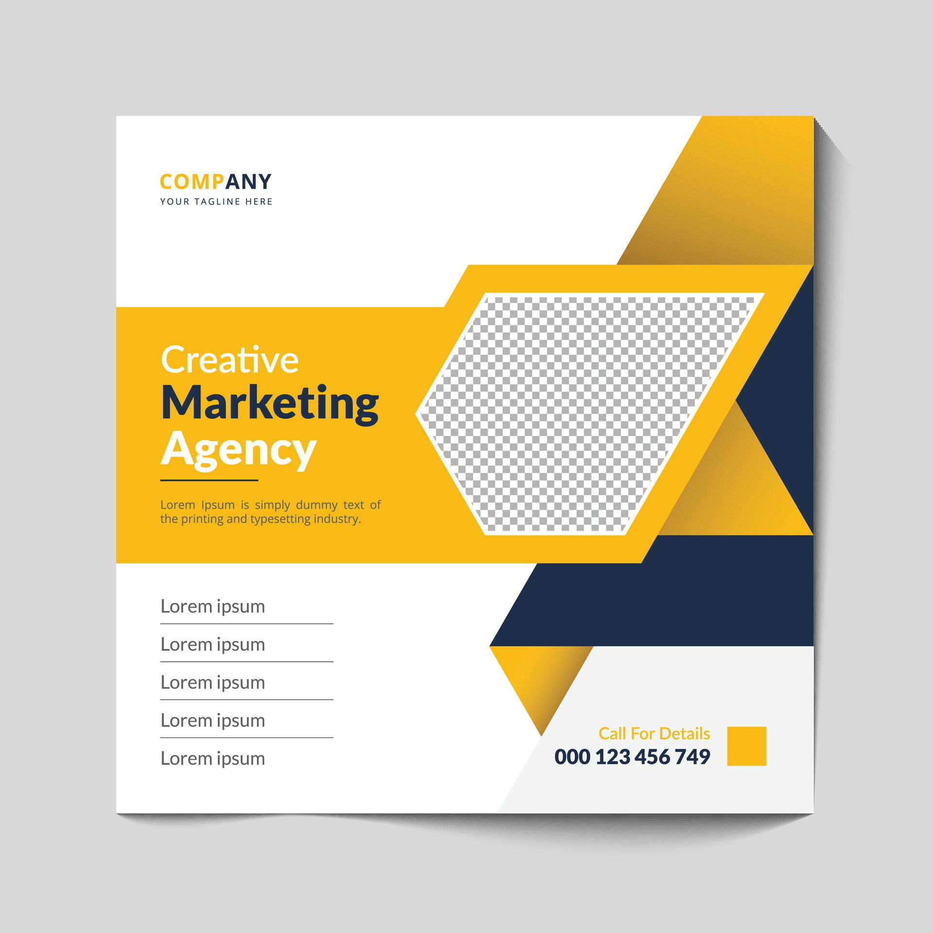 Marketing Agency Social Media Post, Digital Marketing Web Banner, Corporate Square Flyer Template Free Vector