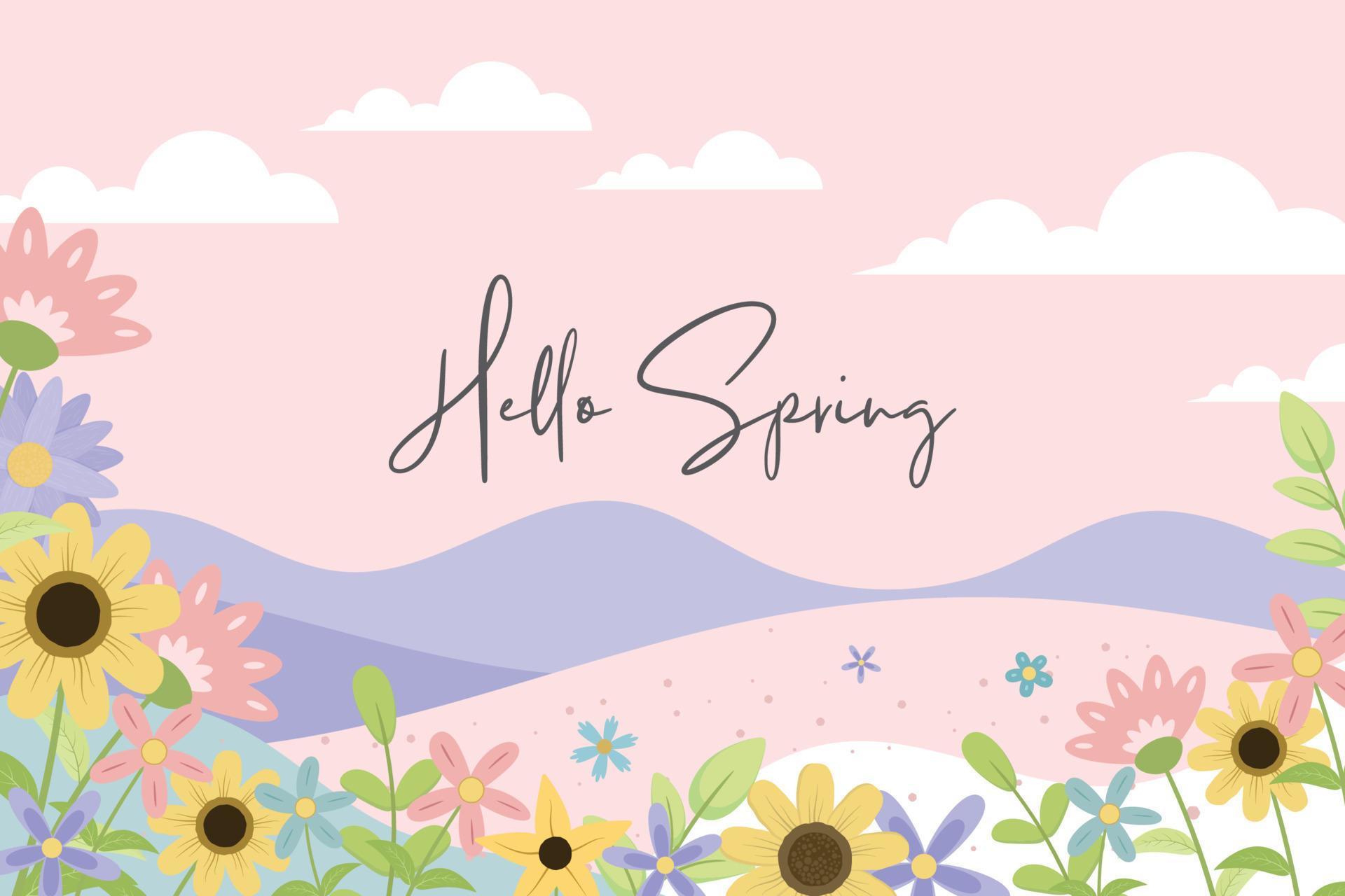 Hand drawn spring flower background Stock Free