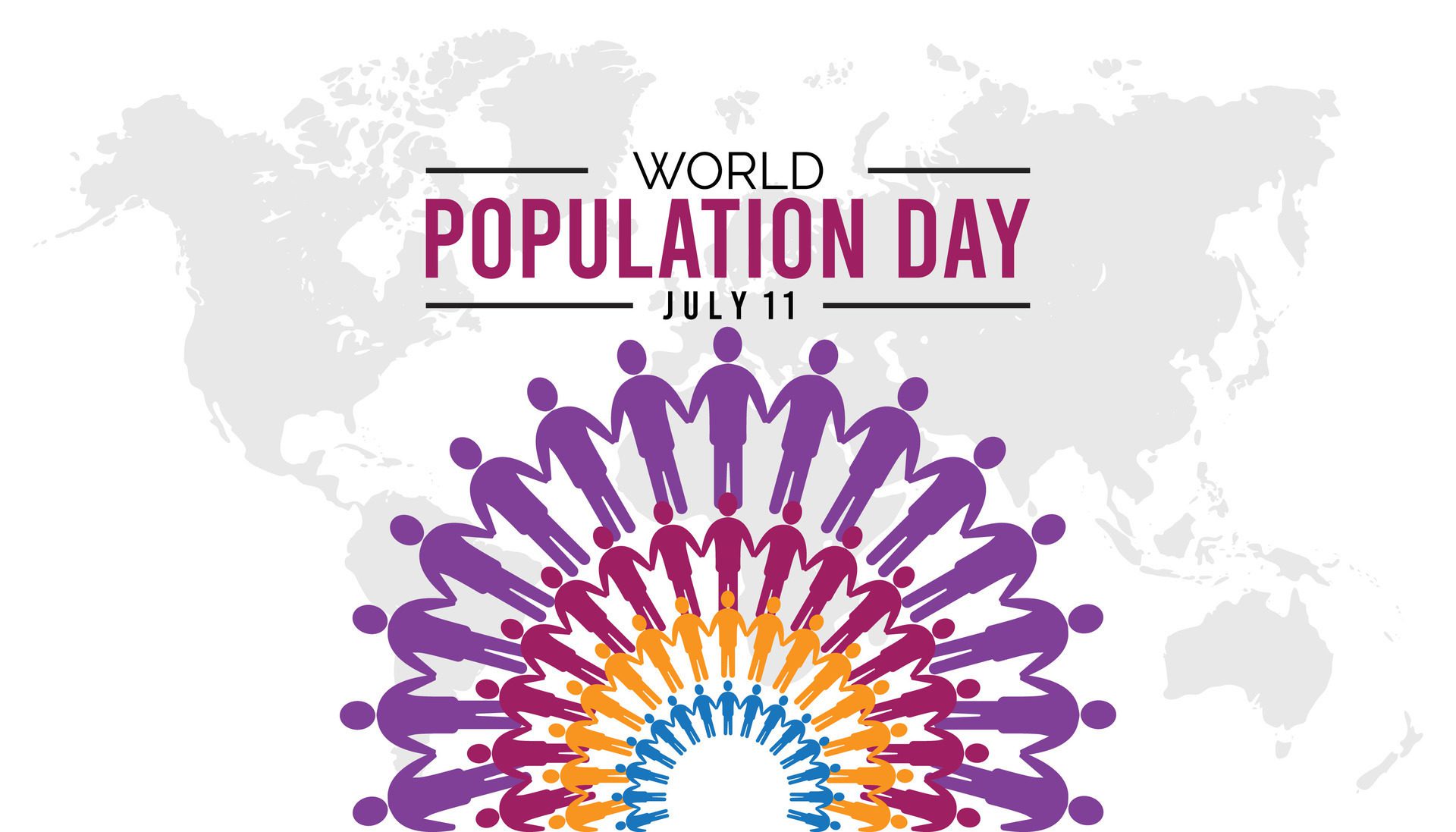 World Population Day observed every year in July. Template for background, banner, card, poster with text inscription. Free Vector