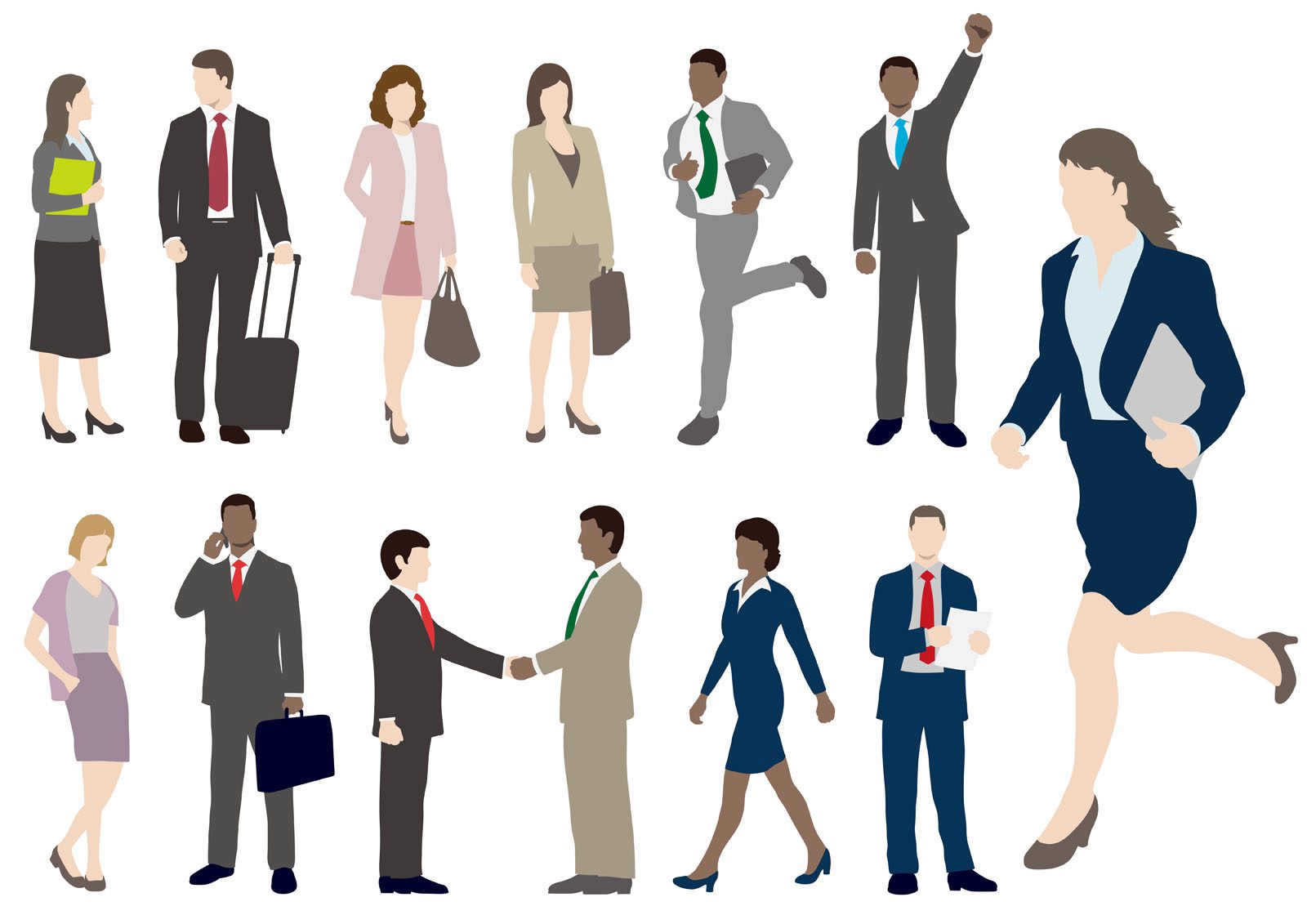 Set of business people in flat style. Free Vector